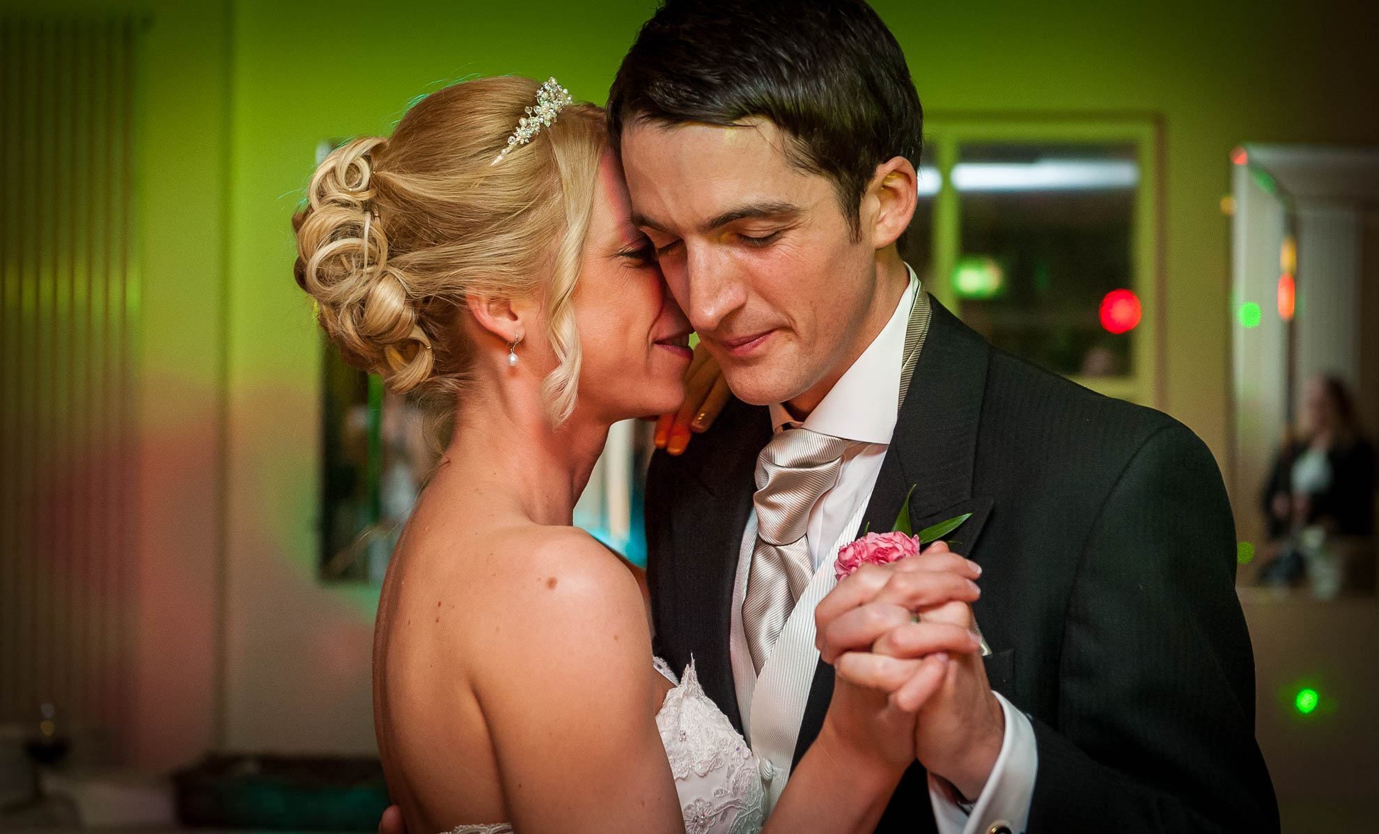 Bride and groom dancing