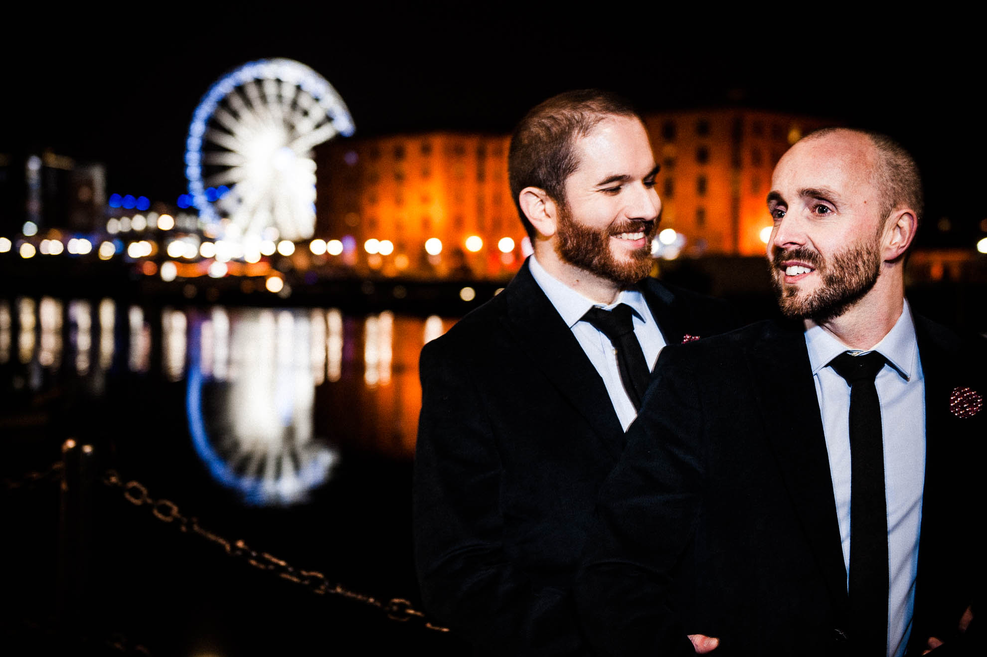 Portrait of couple with Albert Dock Liverpool