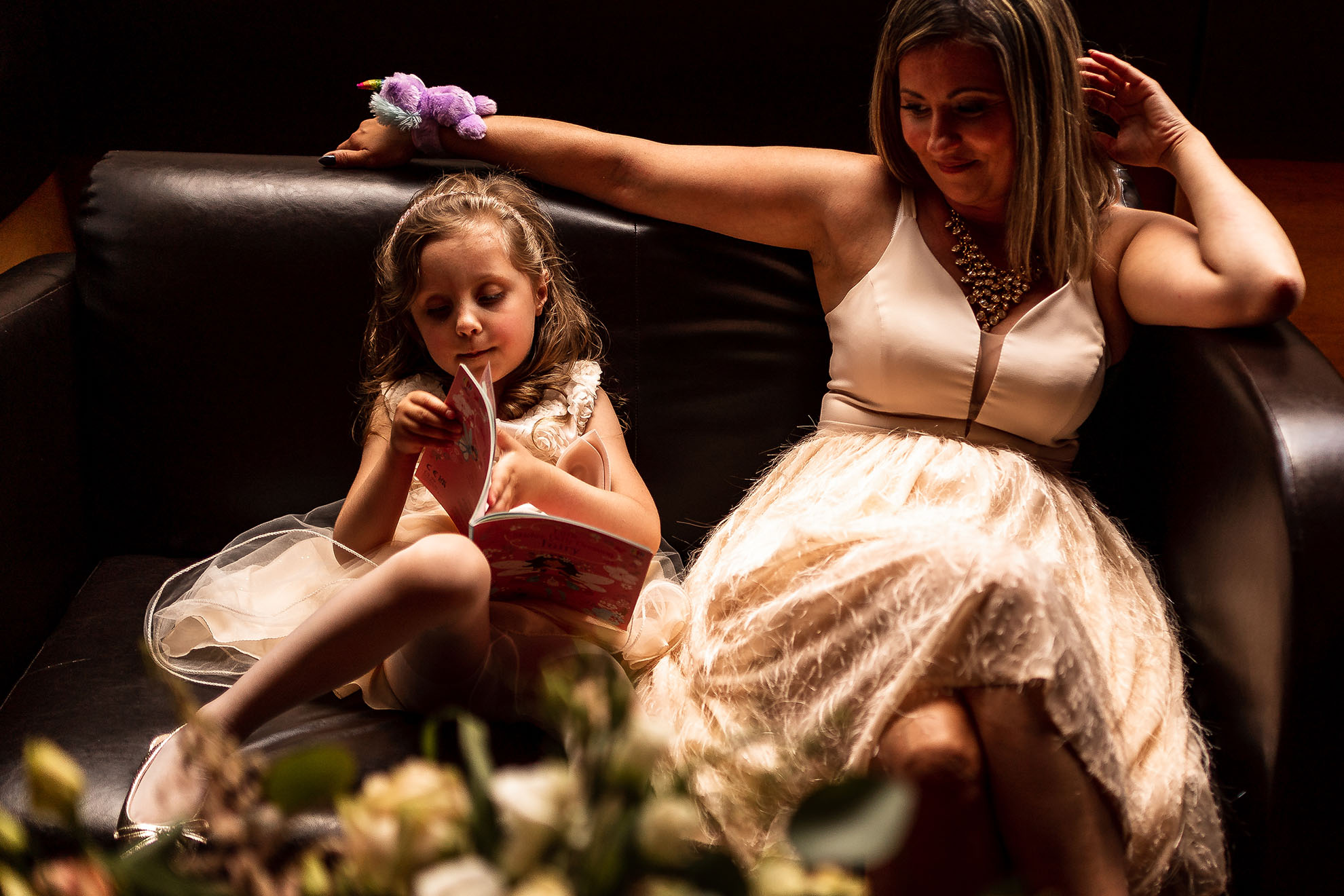Page girl and mum relax