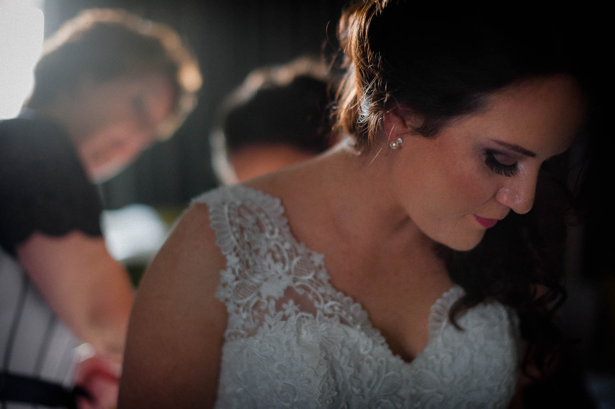 Bride in her wedding dress