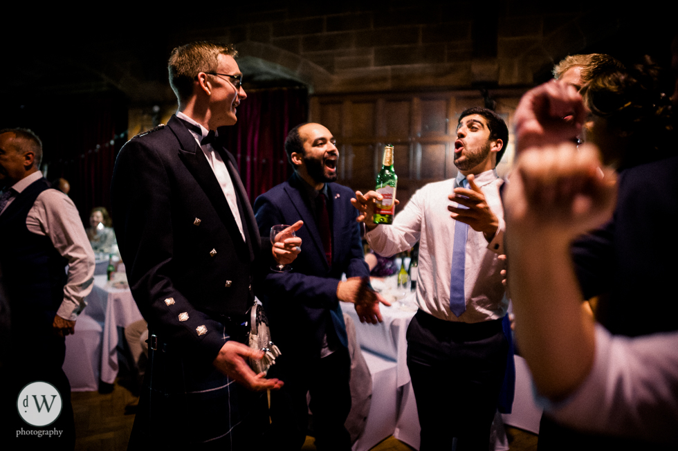 Guests larking about