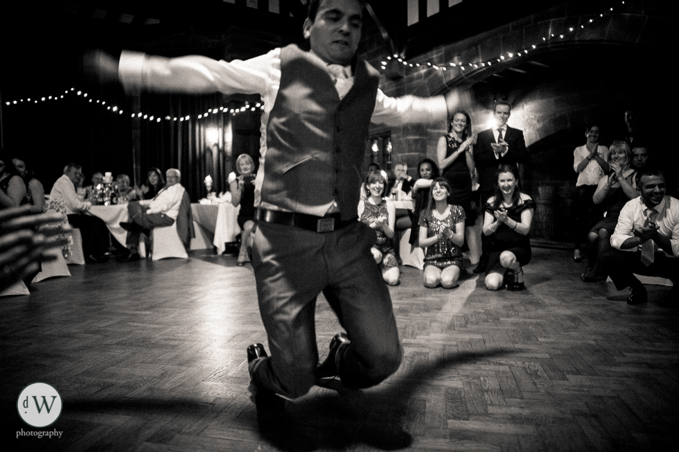 Groom raising himself up from his knees