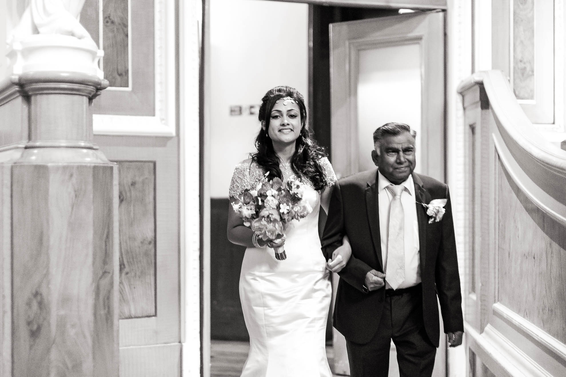 The bride enters the Concert Room in St Georges Hall