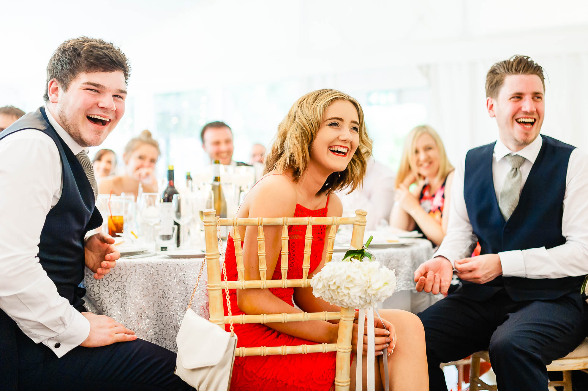 Guests laugh at best mans speech