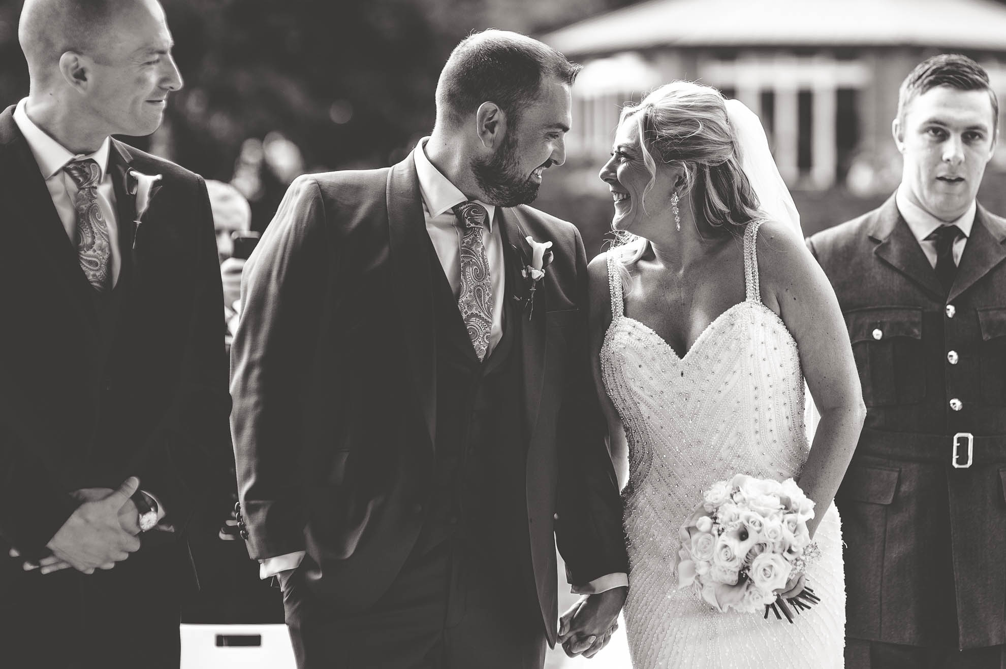 Bride and groom share a joke