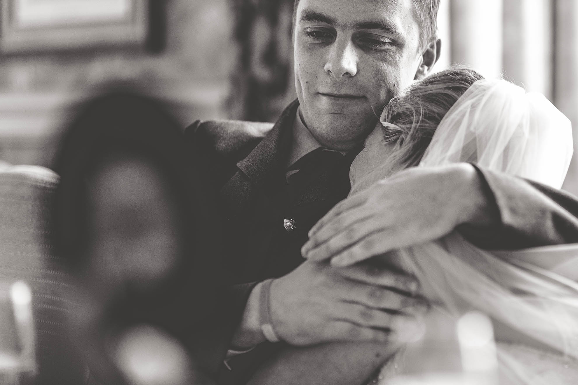 Bride hugs her son