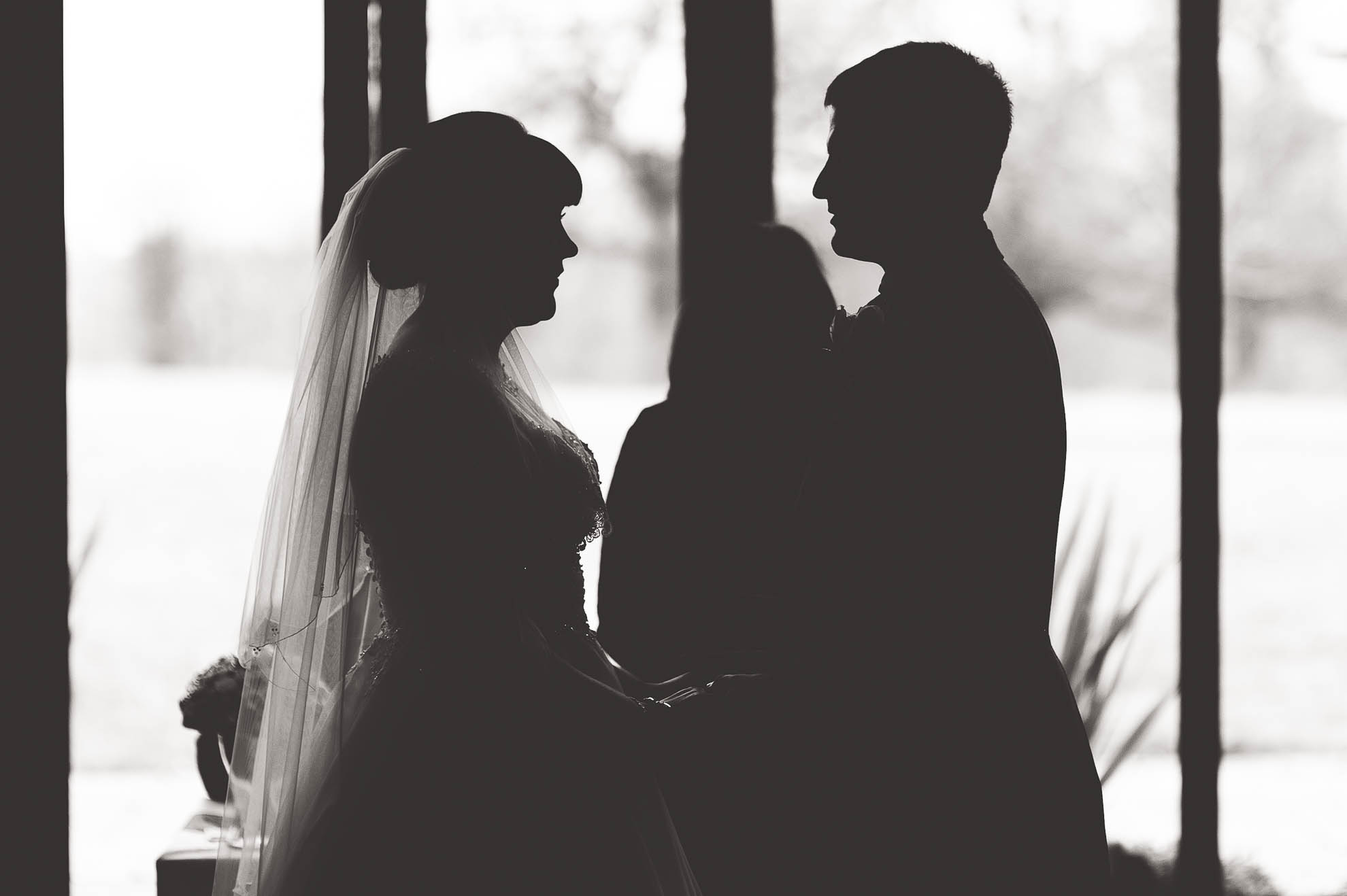 Newlyweds saying their vows