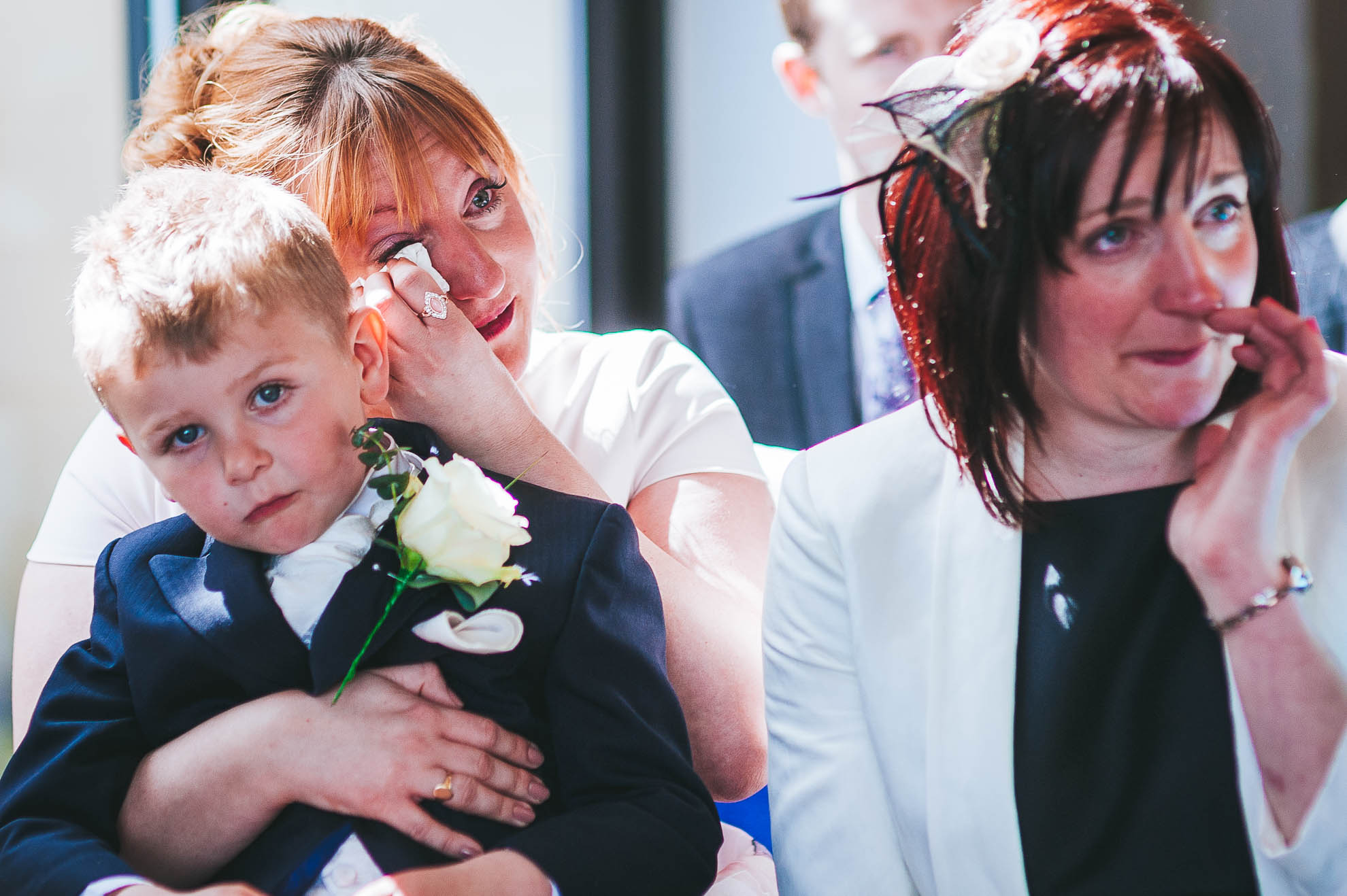 Guests shed tears of joy during wedding ceremony