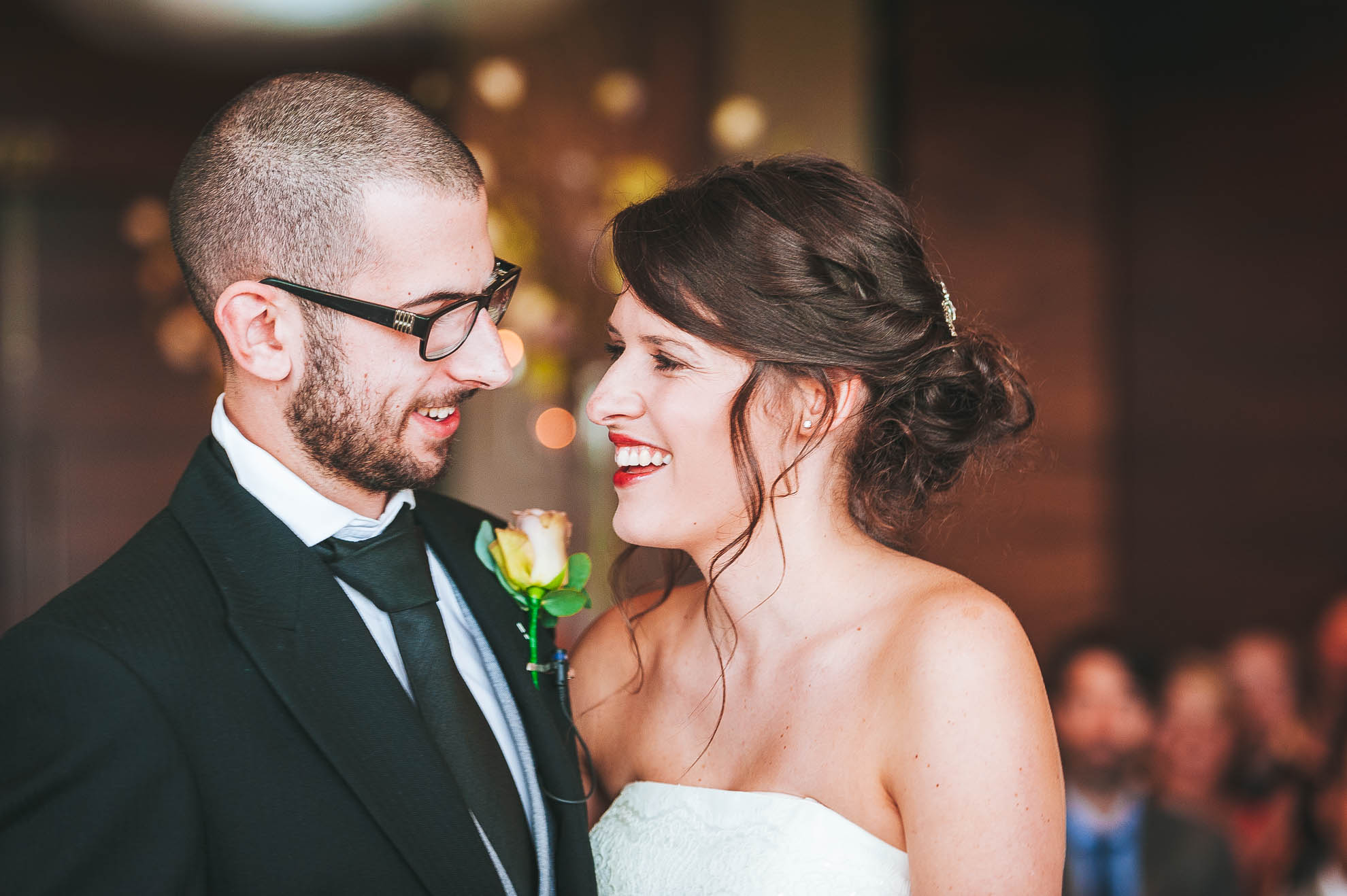 Bride and groom in bliss after they say "I do"
