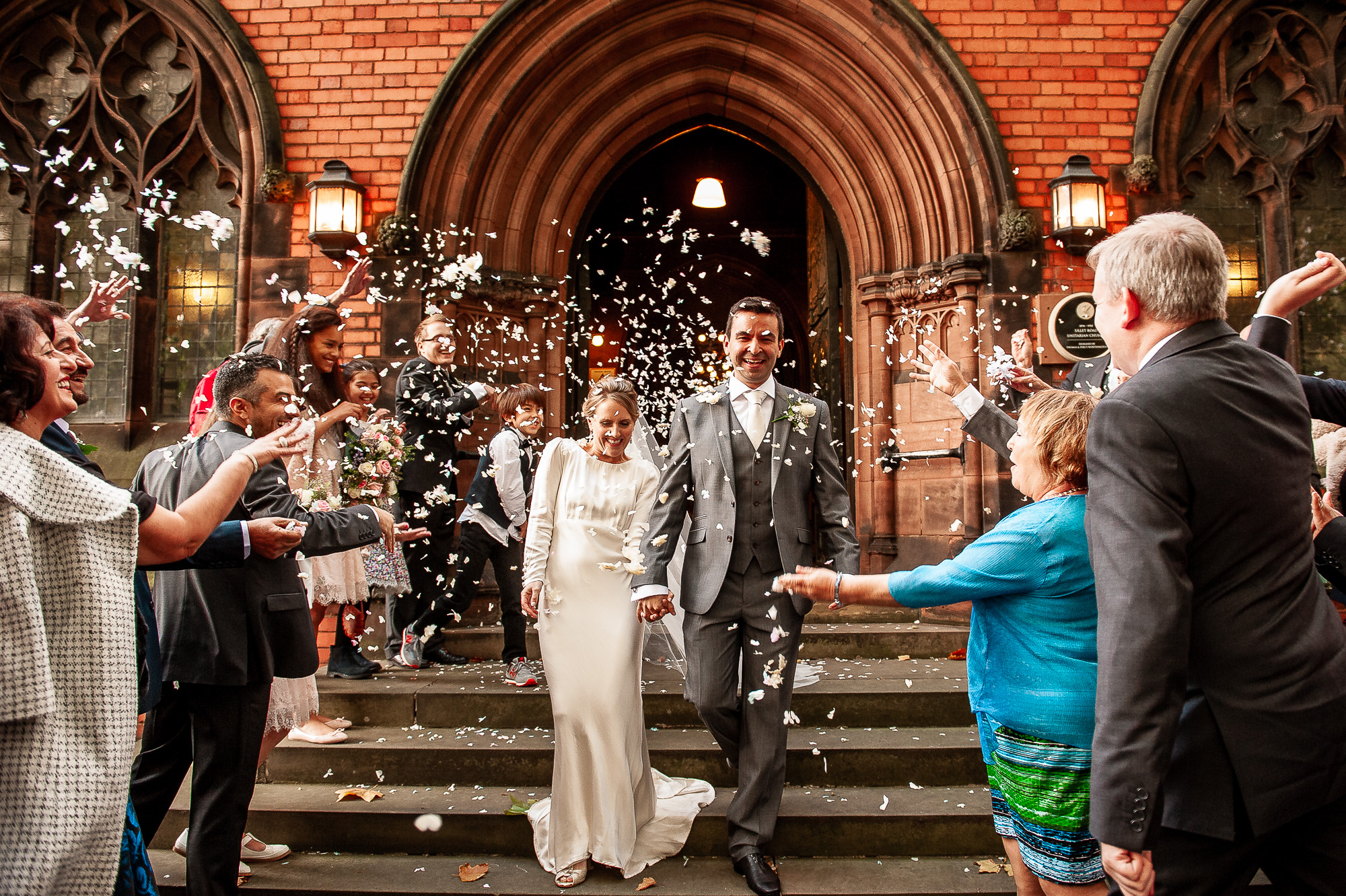 Bride and groom confetti throw
