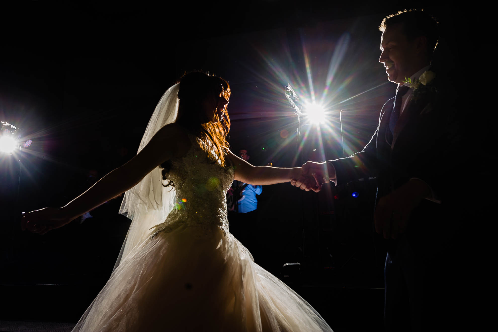The bride and groom first dance