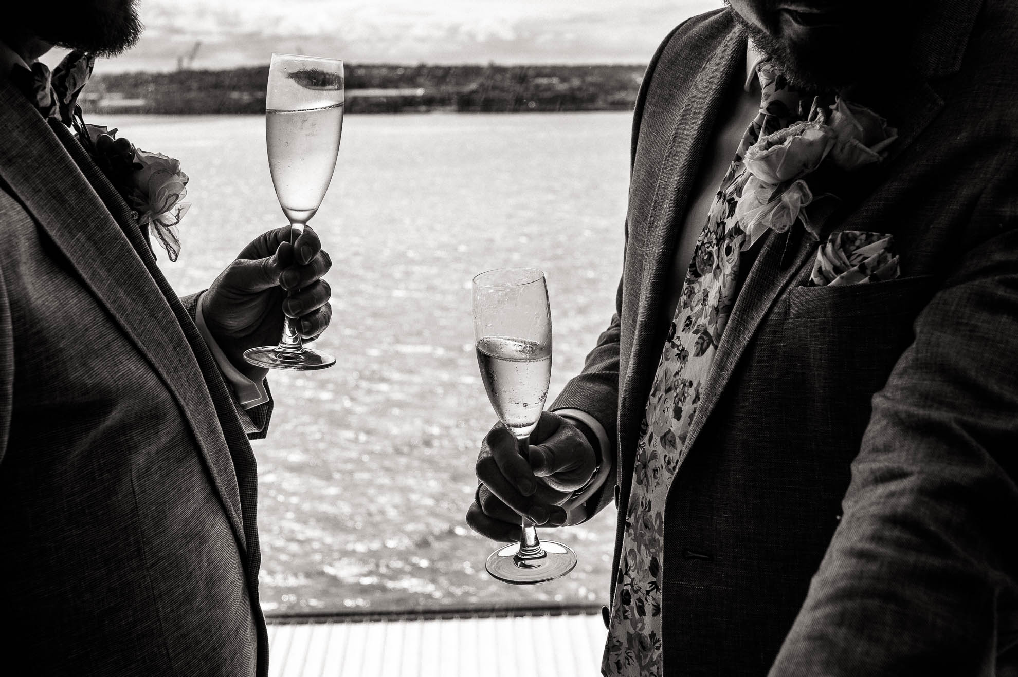 Luke and Mike enjoy a glass of champagne