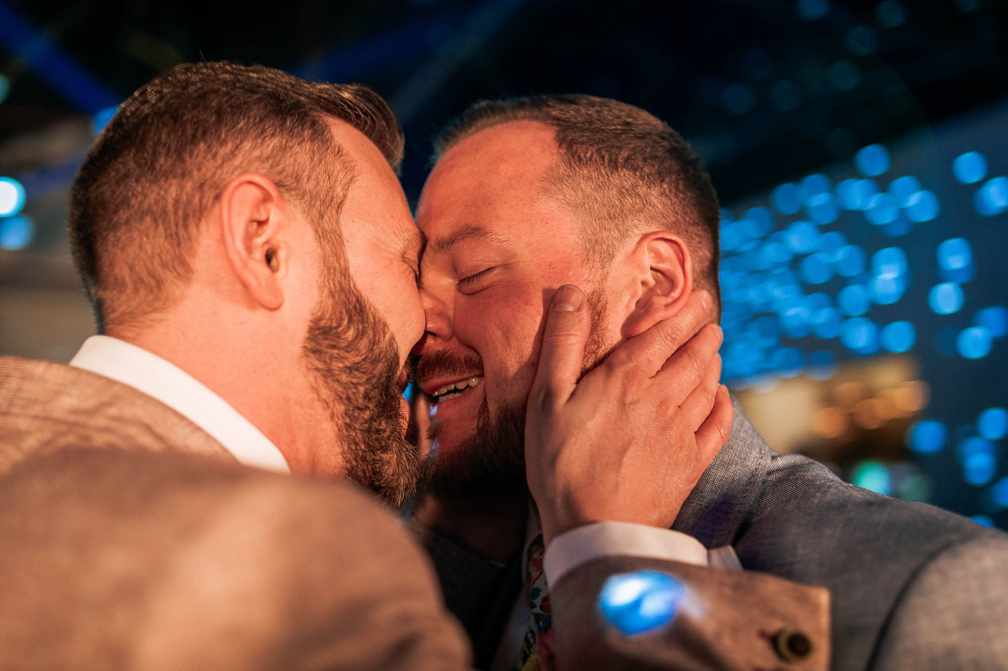Luke & Mike hug during the first dance