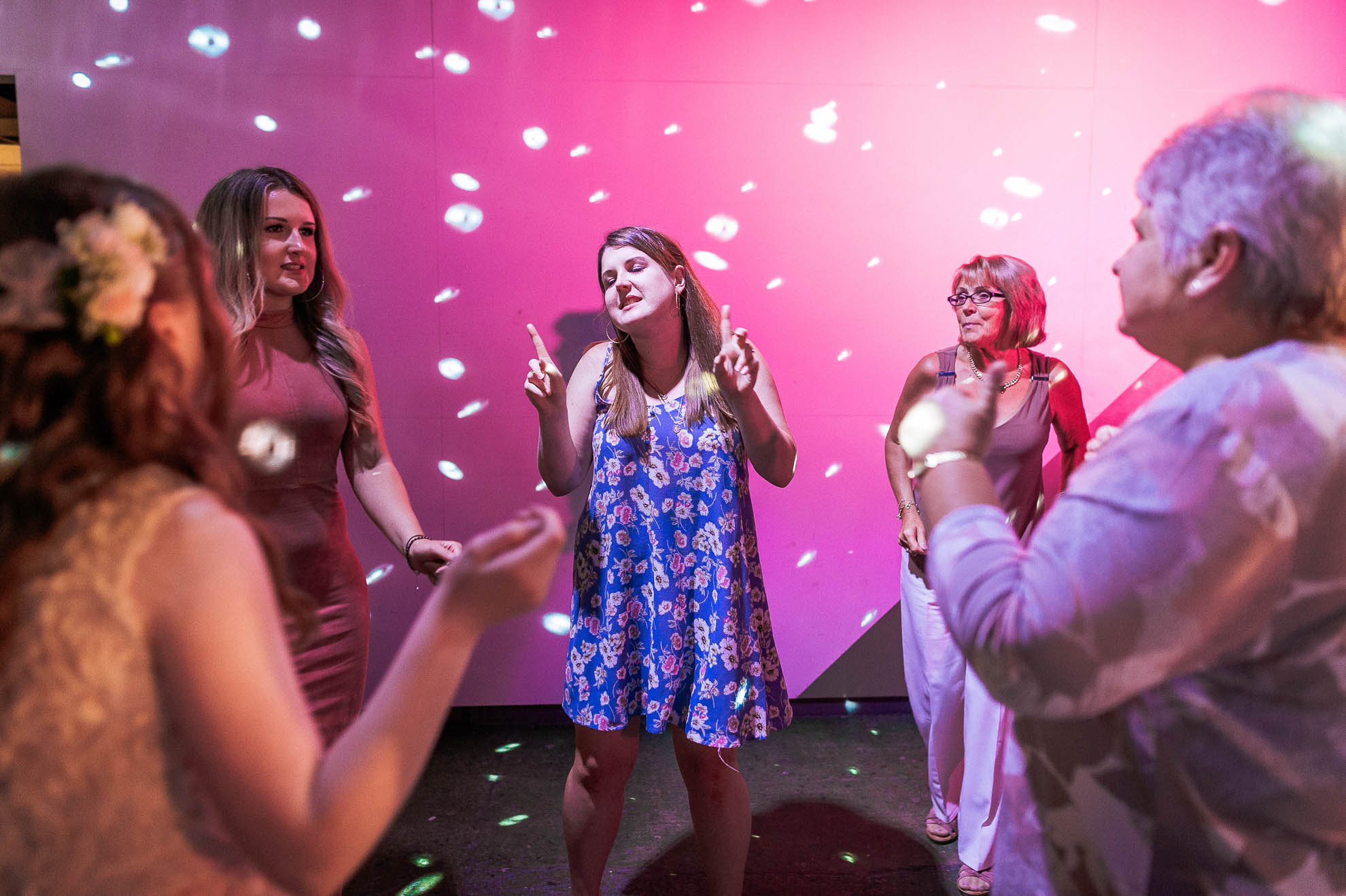 Wedding guests dancing