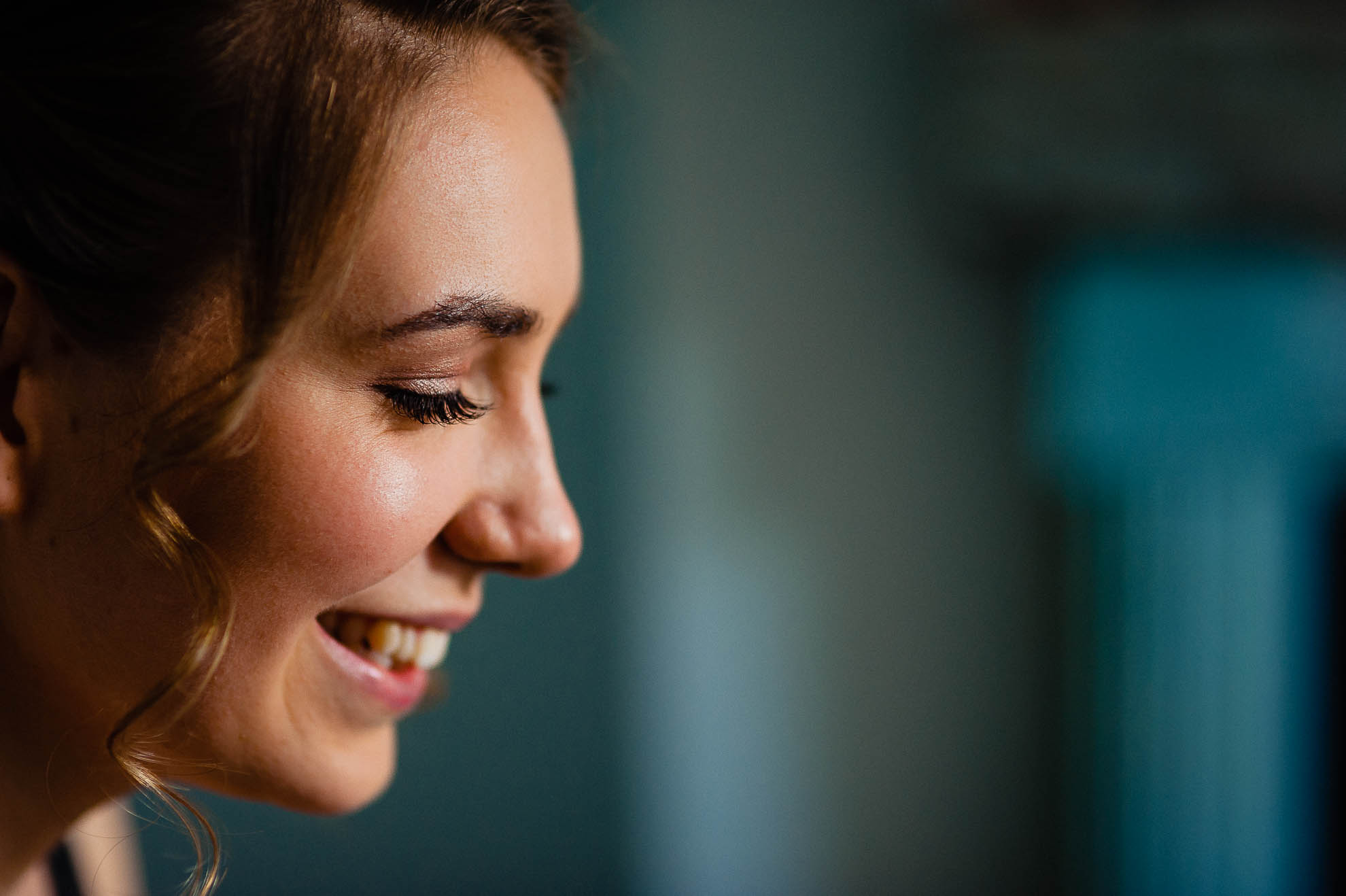 Close up of bride smiling