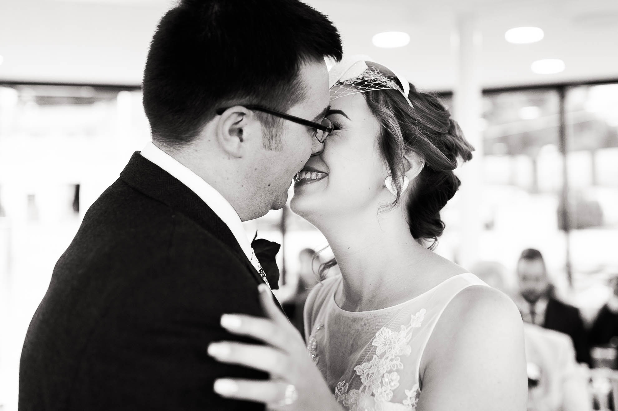 Newly weds kiss after being declared married