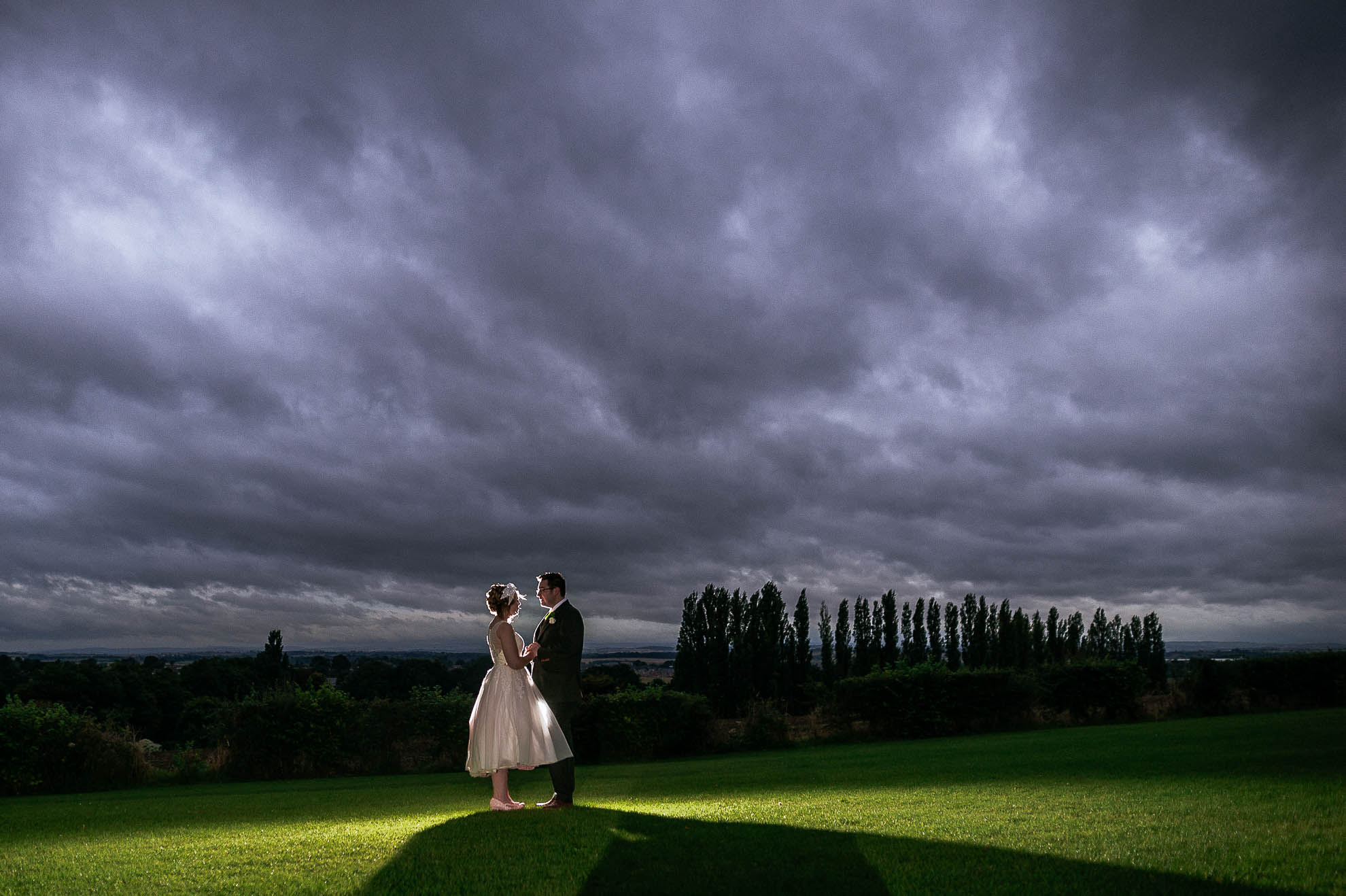 Bride and groom landscape portrait