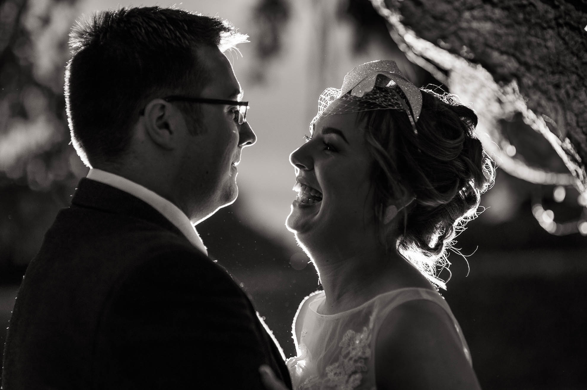 Bride and groom portrait close up