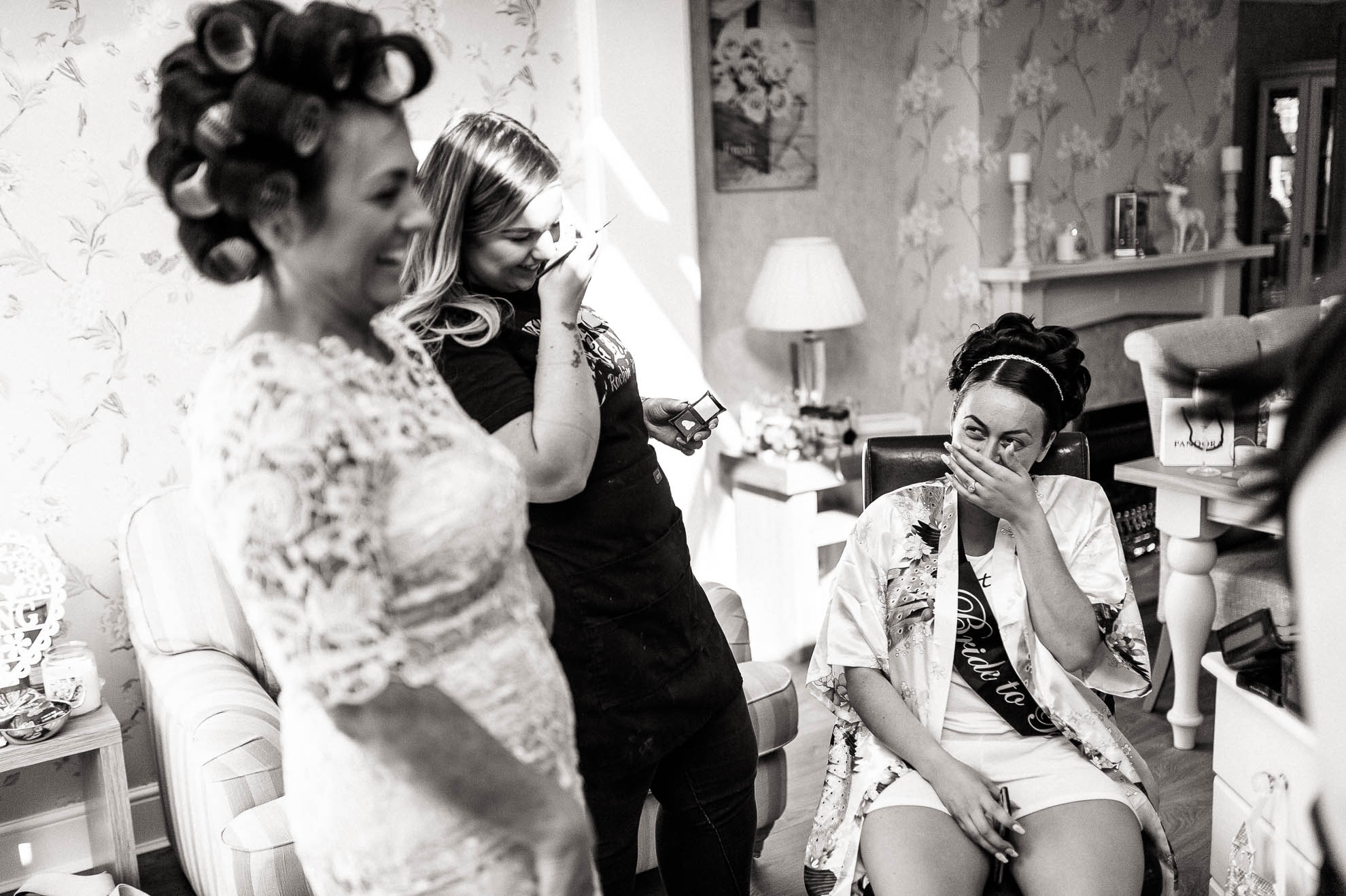 bride and mum share a joke