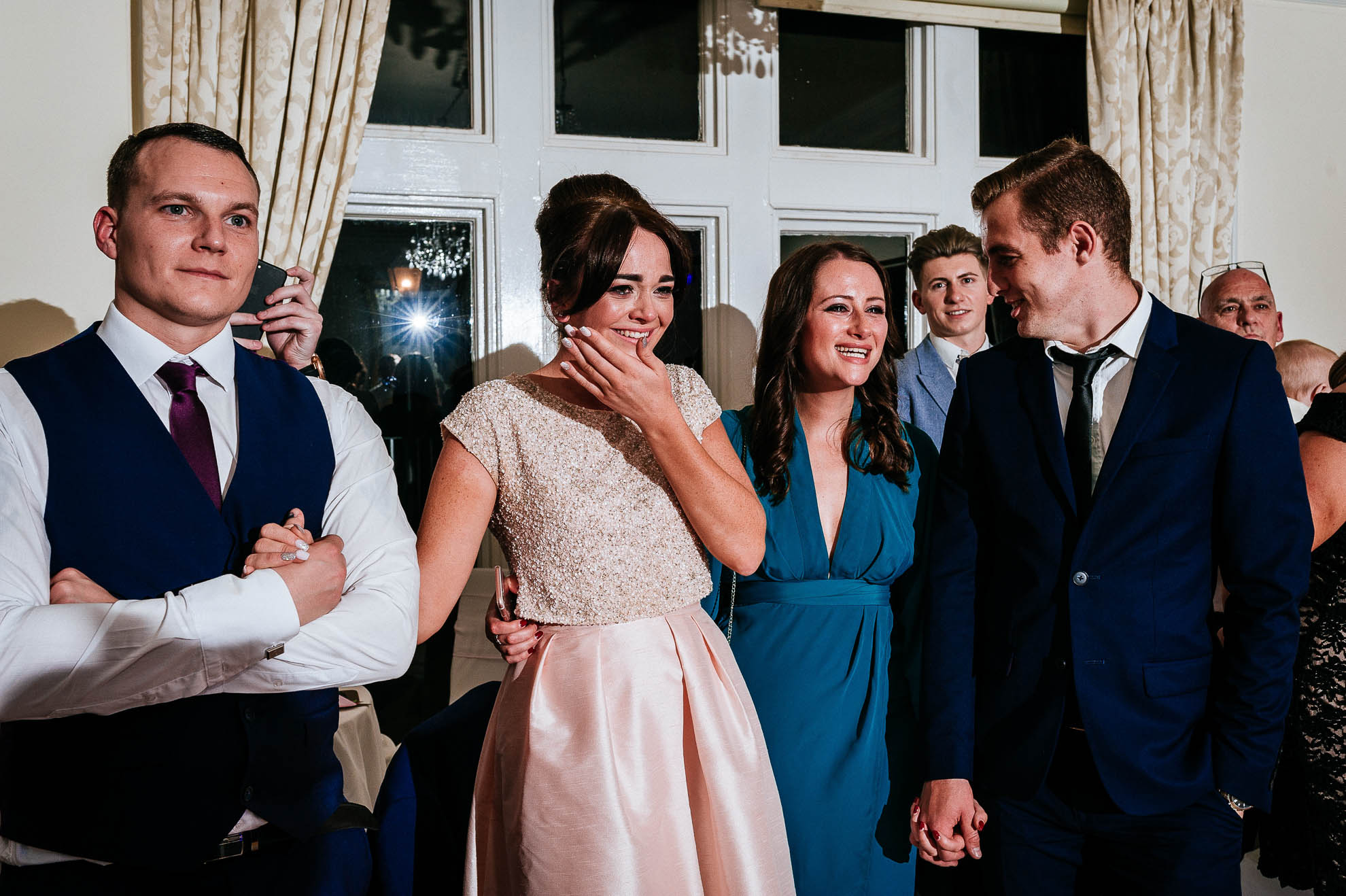 bridesmaid sheds a tear during first dance