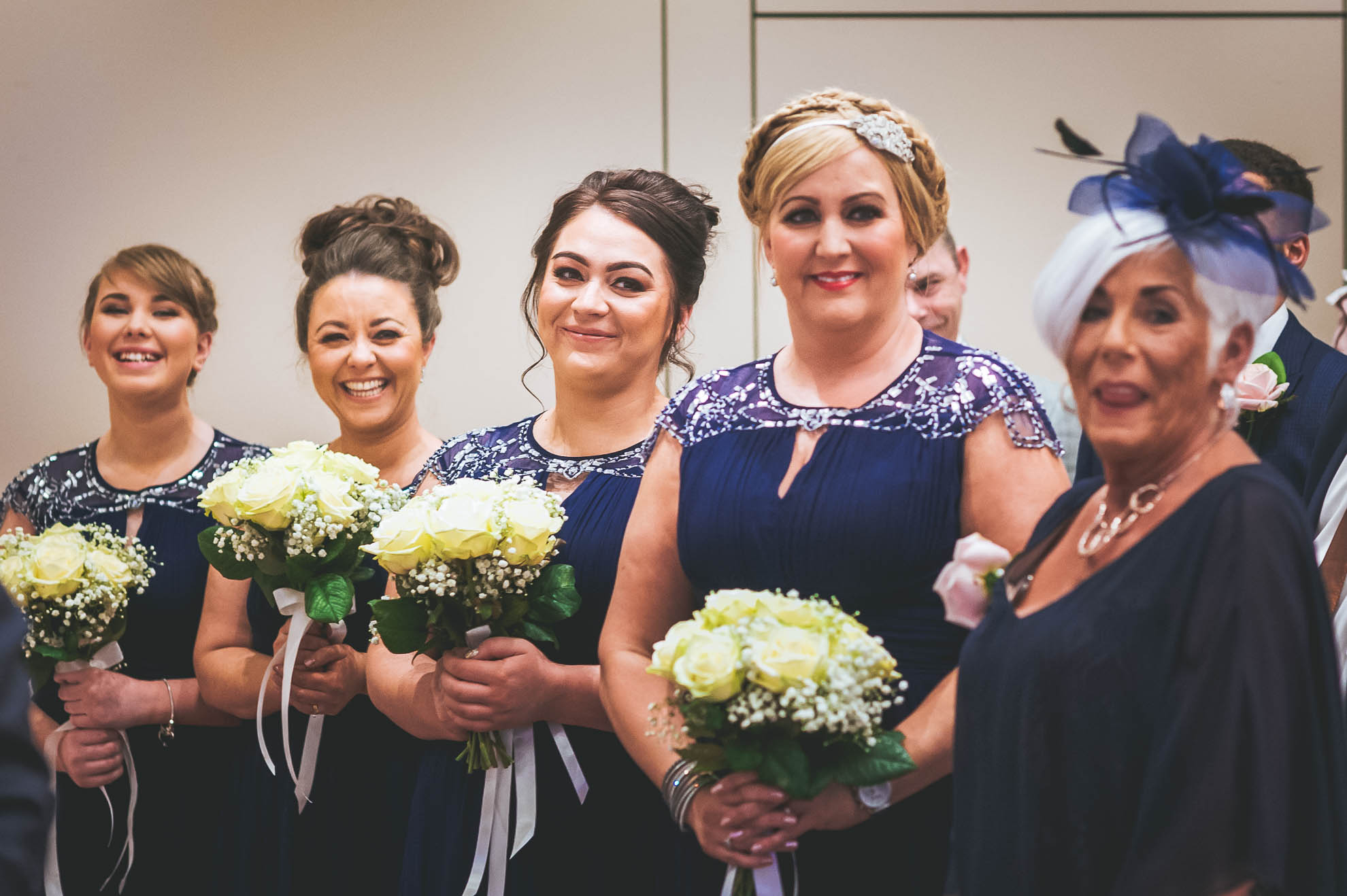 bridesmaids cheering