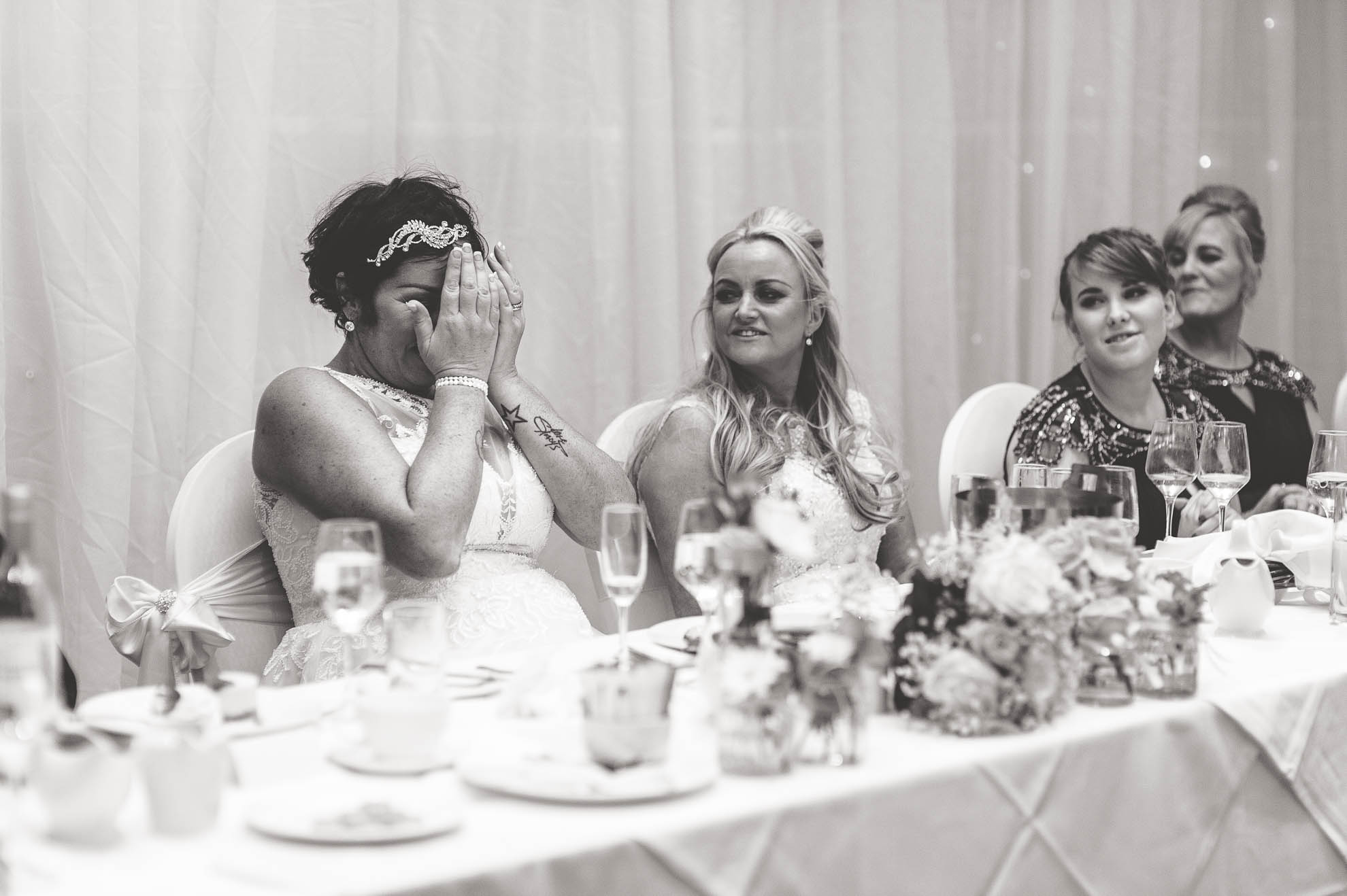 bride hiding face