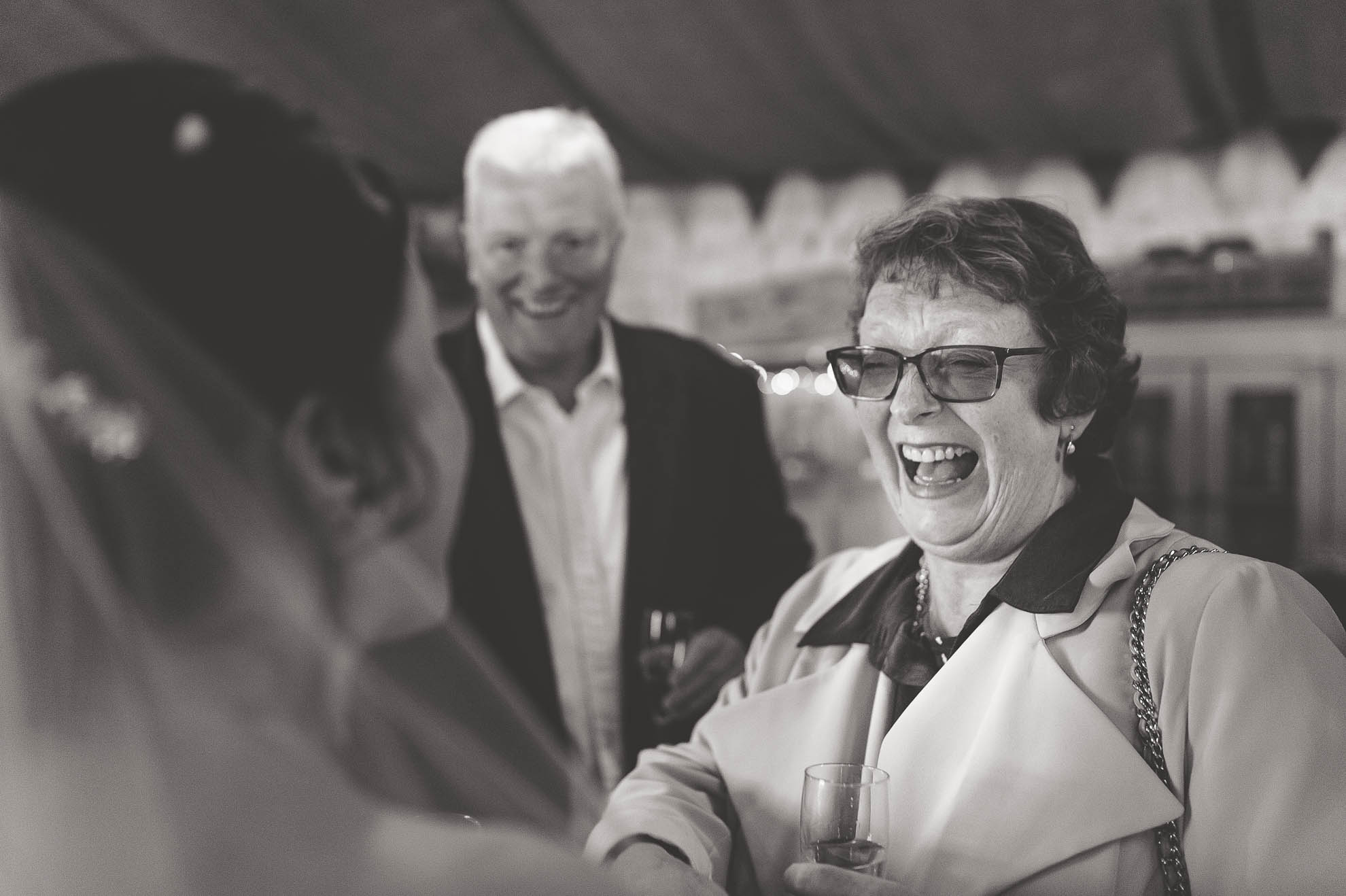 Guest share a joke with bride