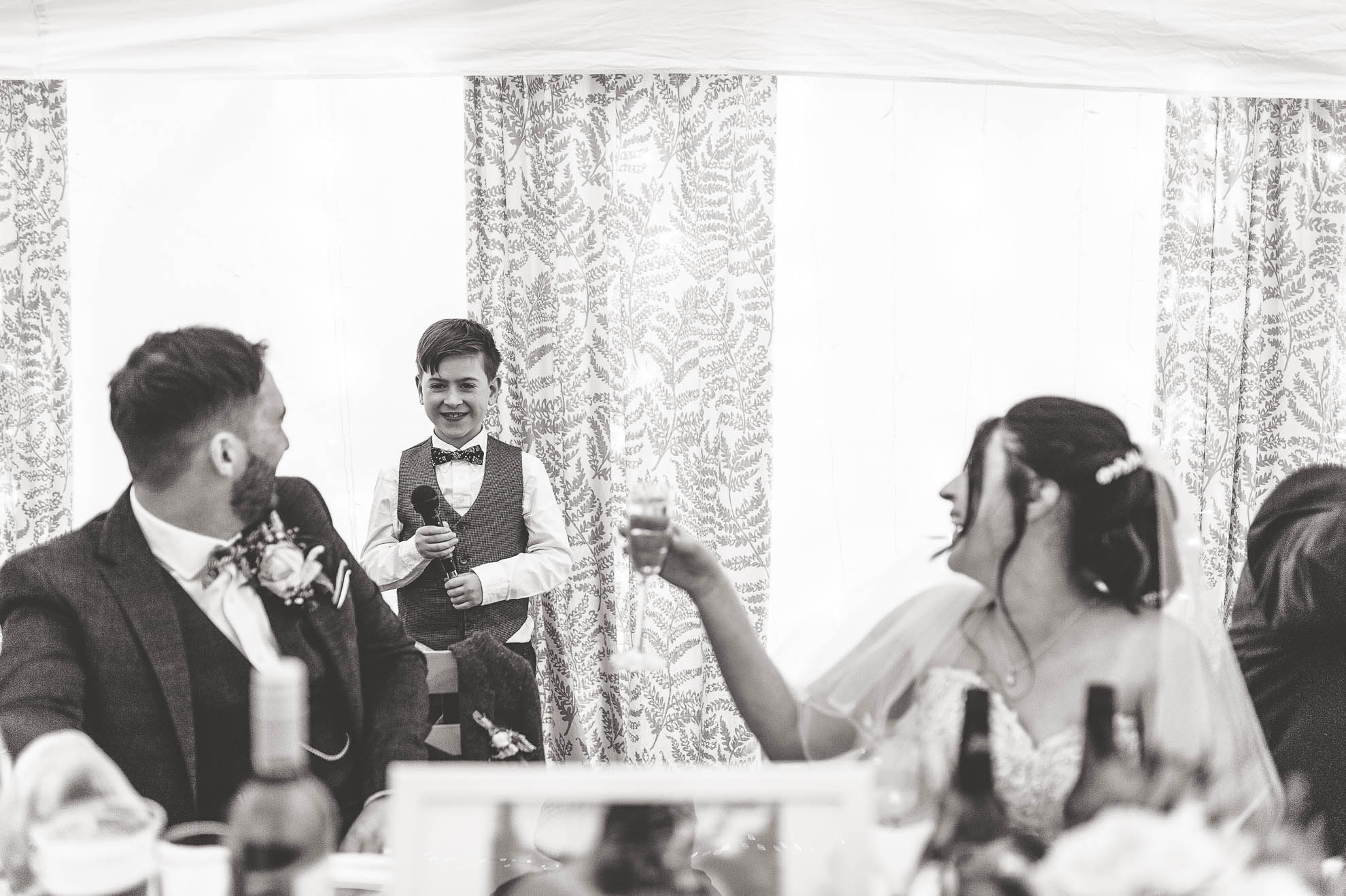 Bride and grooms son ends his speech