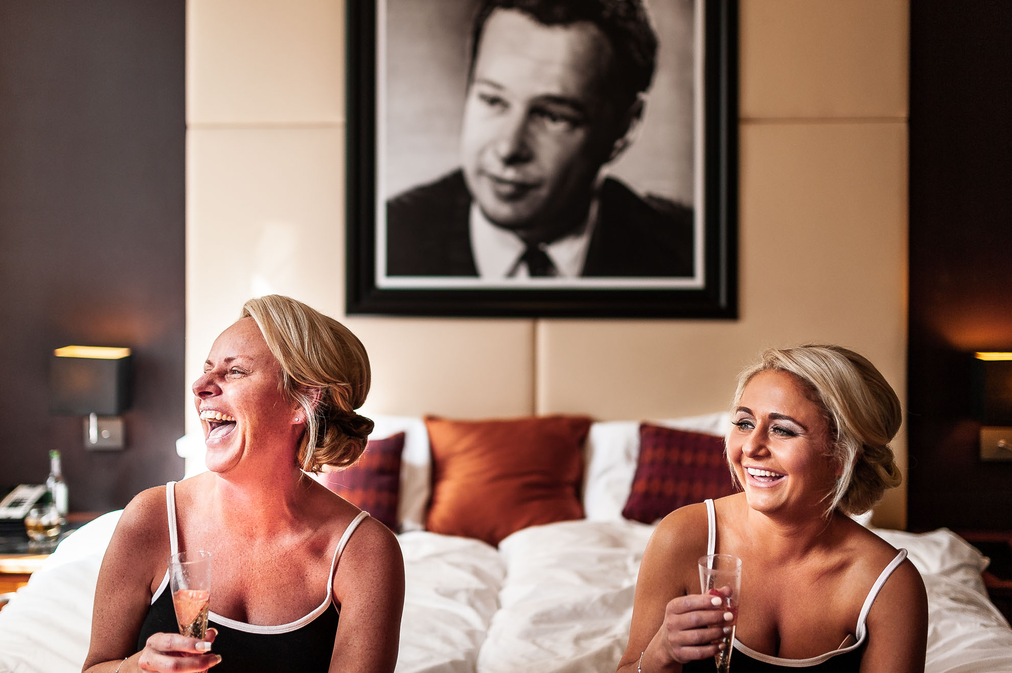 Bridesmaids laughing