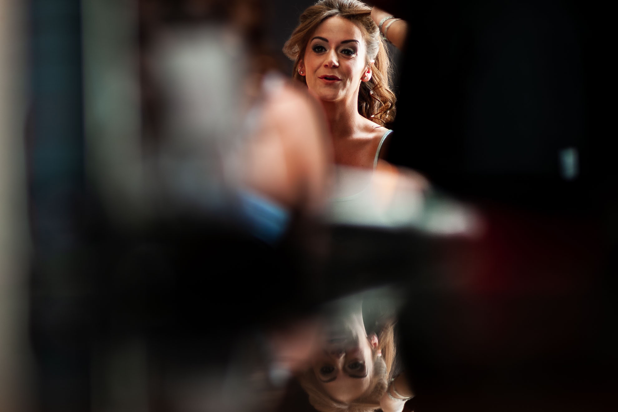Bride in mirror
