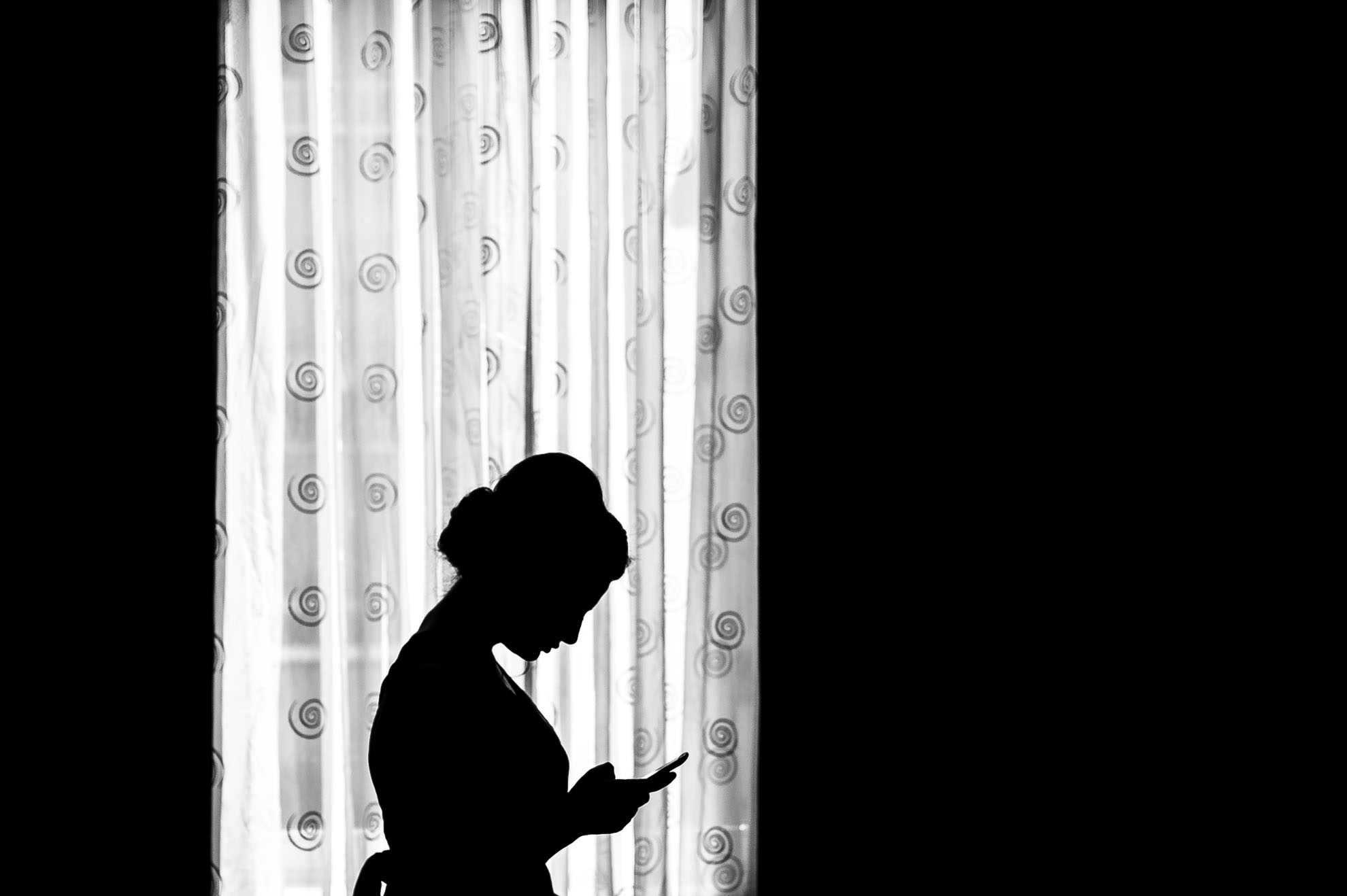 Silhouette of bridesmaid