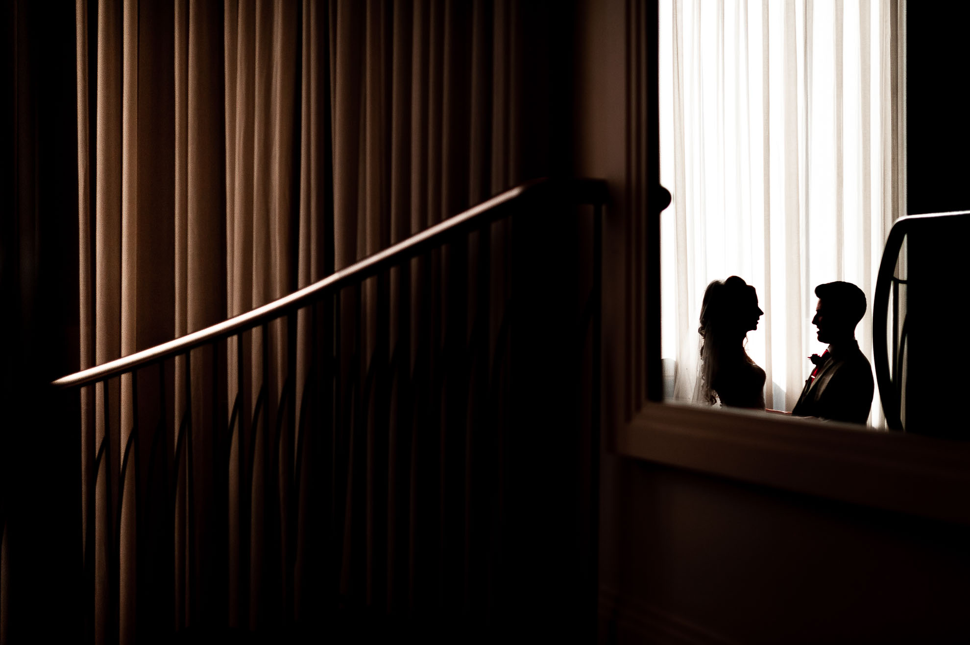 Bride and groom silhouette