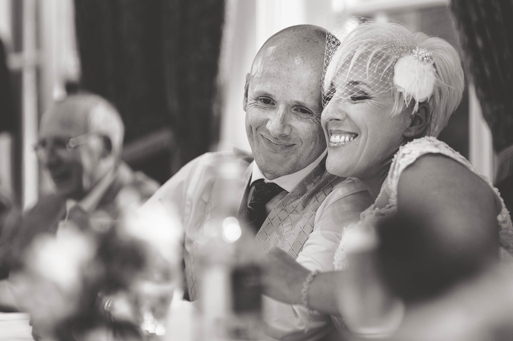 Bride and groom share a joke