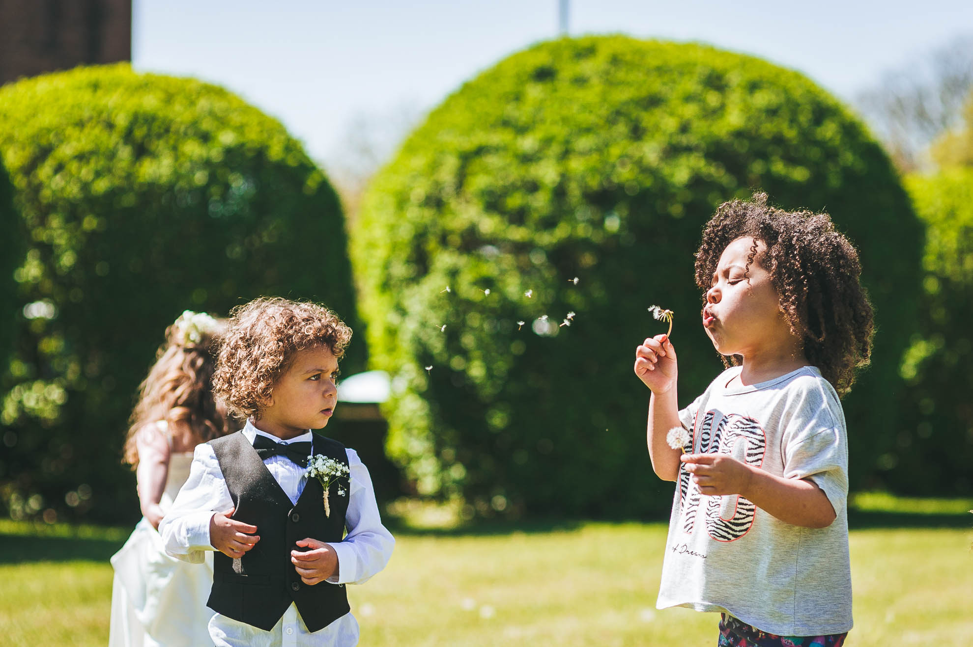 Little girl and boy play together