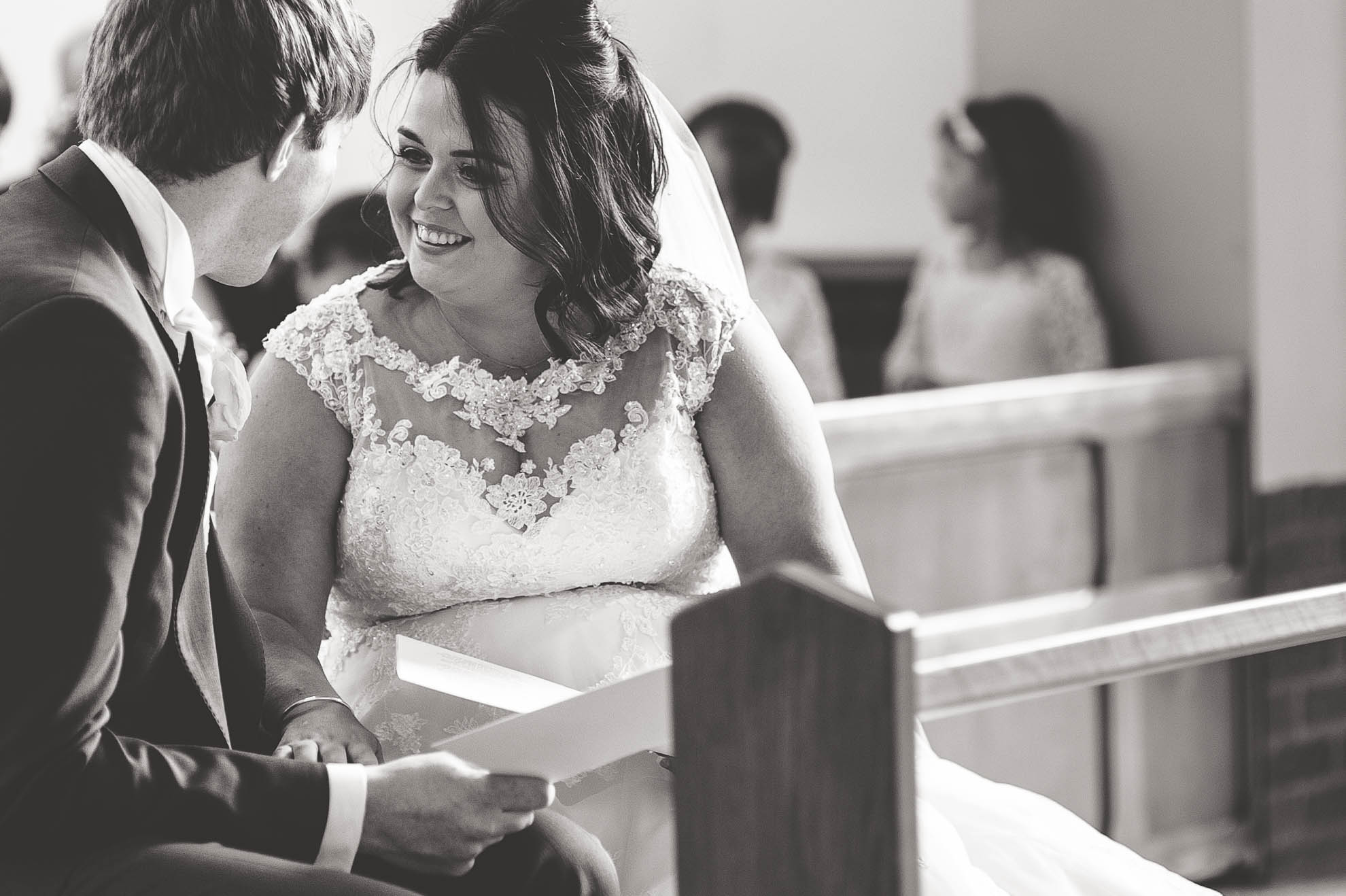 Bride and groom share a joke