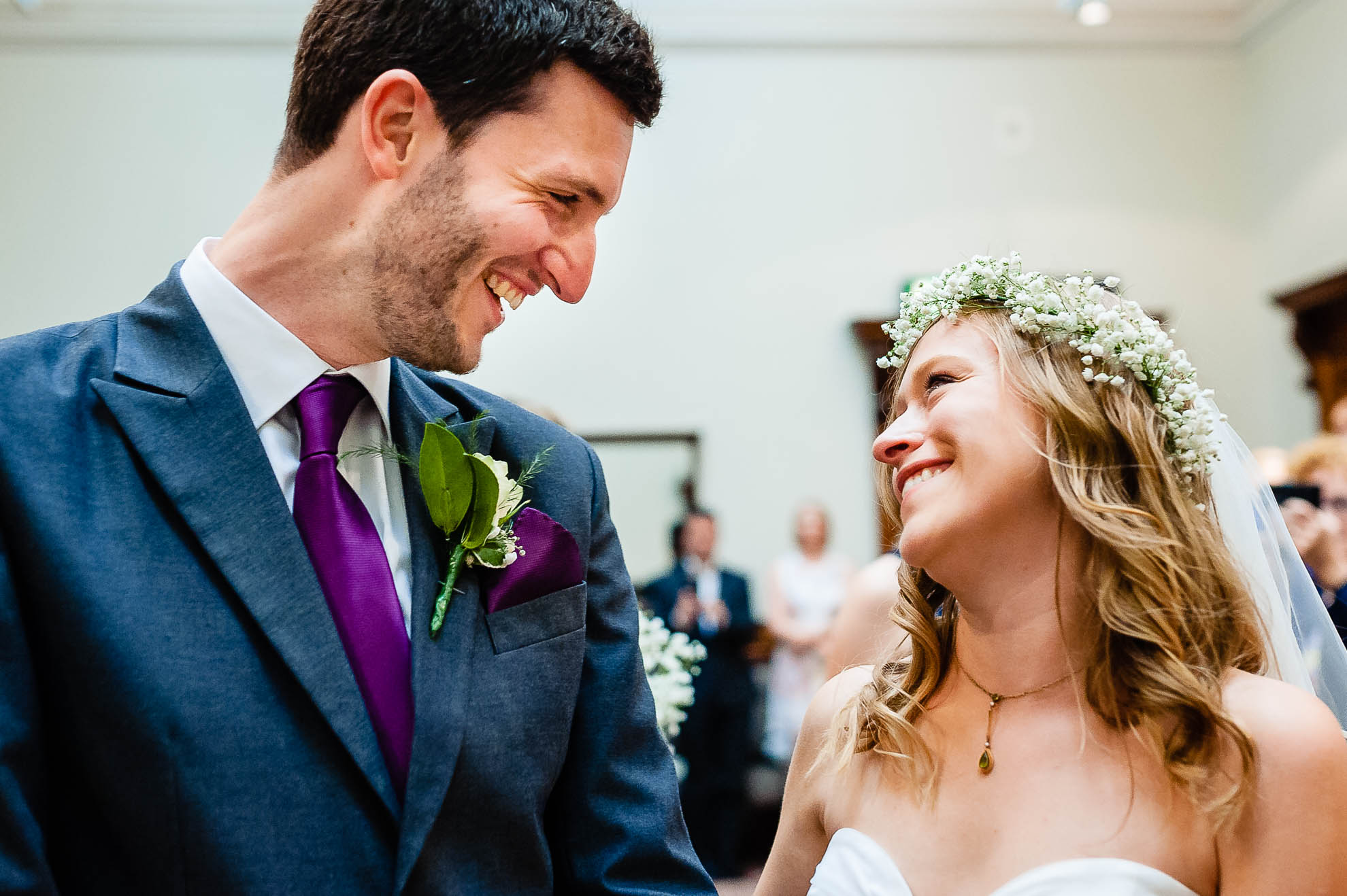 Bride and groom share a joke