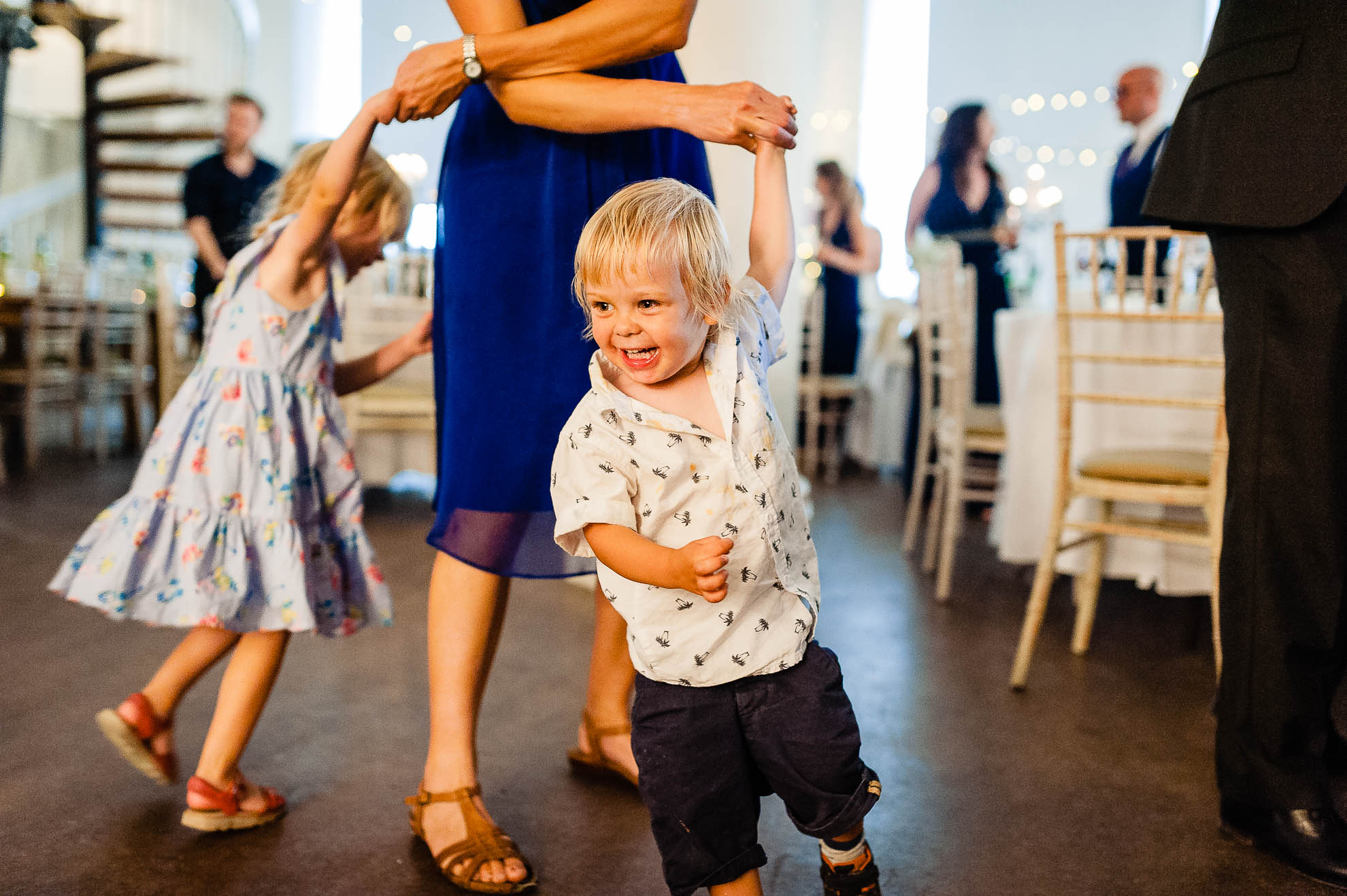Kids dancing during the wedding reception
