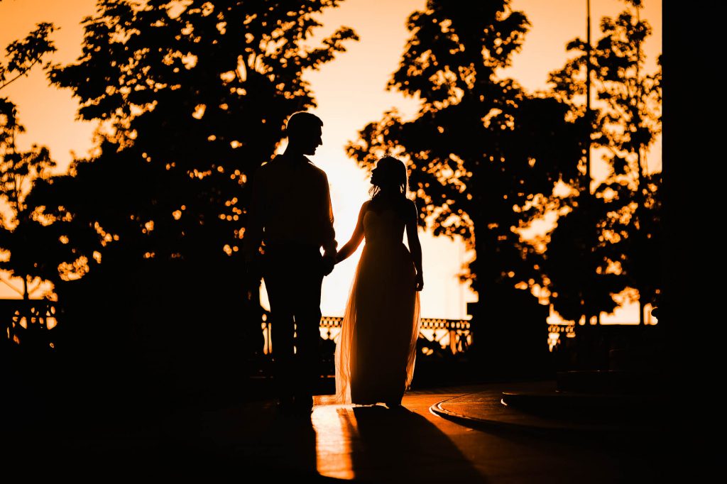 Bride and groom silhouette