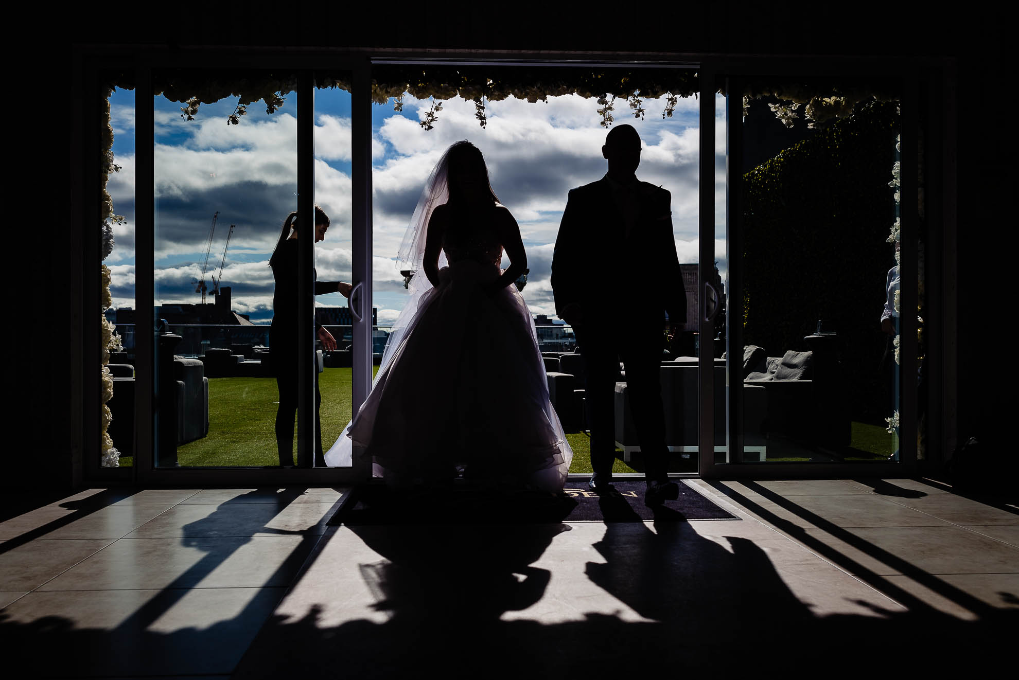 Bride and groom are announced into the wedding breakfast
