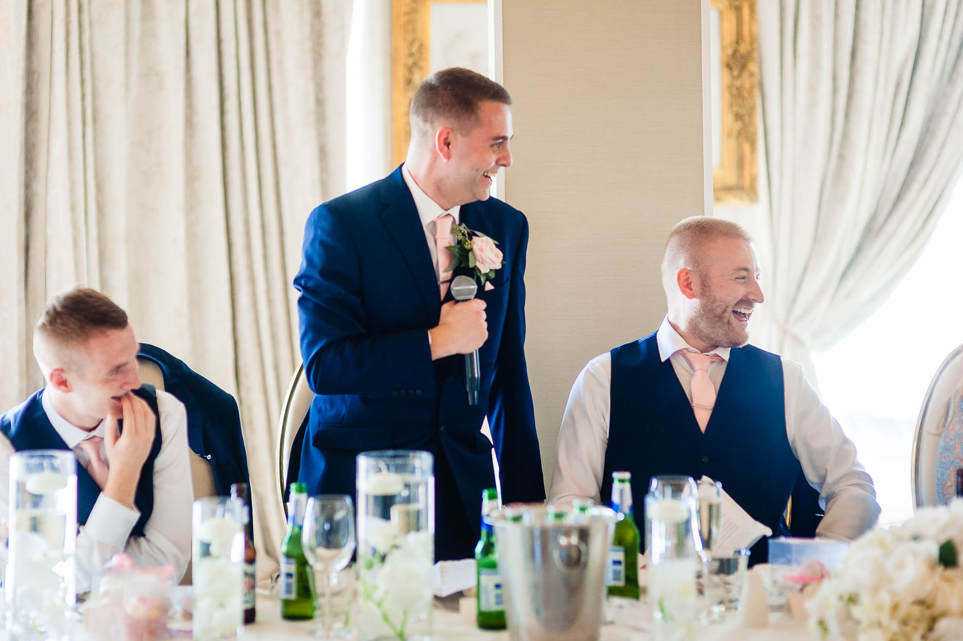 Best man makes fun of the groom during the speeches