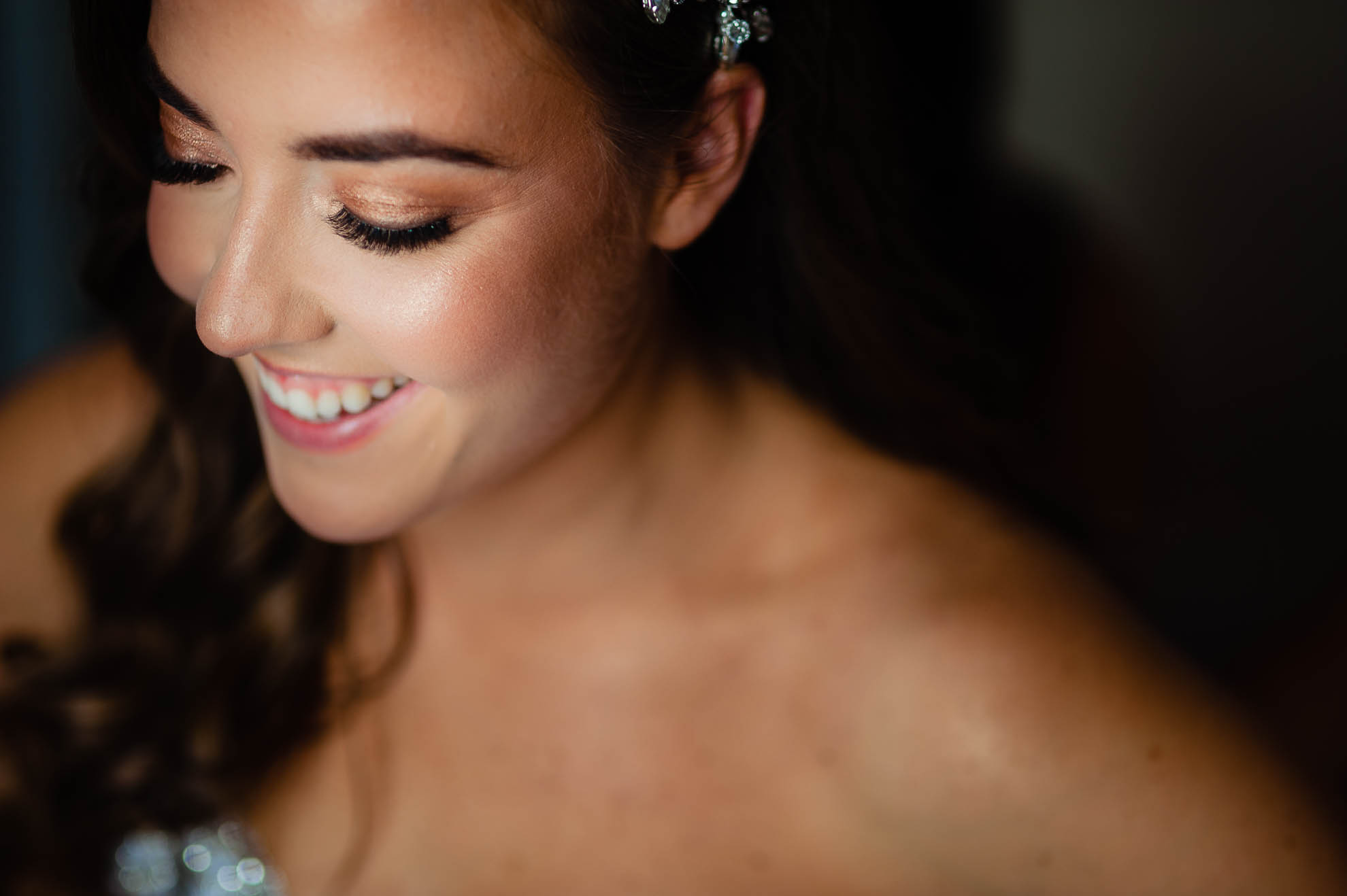 close up of bride smailing