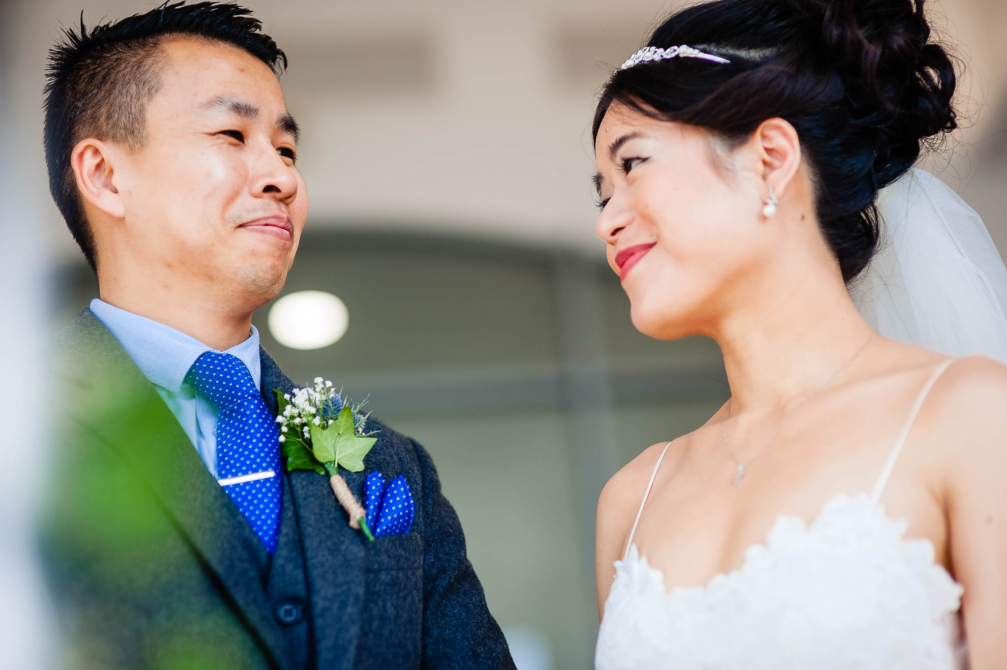 Bride and groom exchange of rings