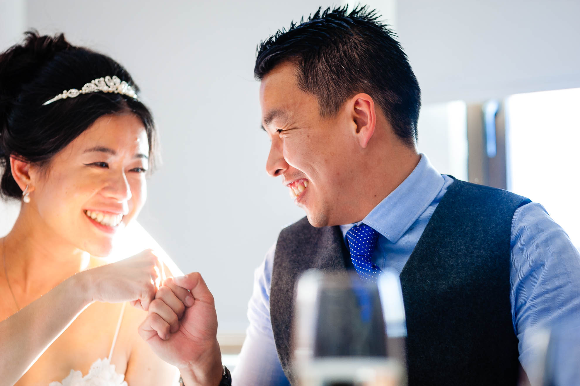 Bride and groom fist bump
