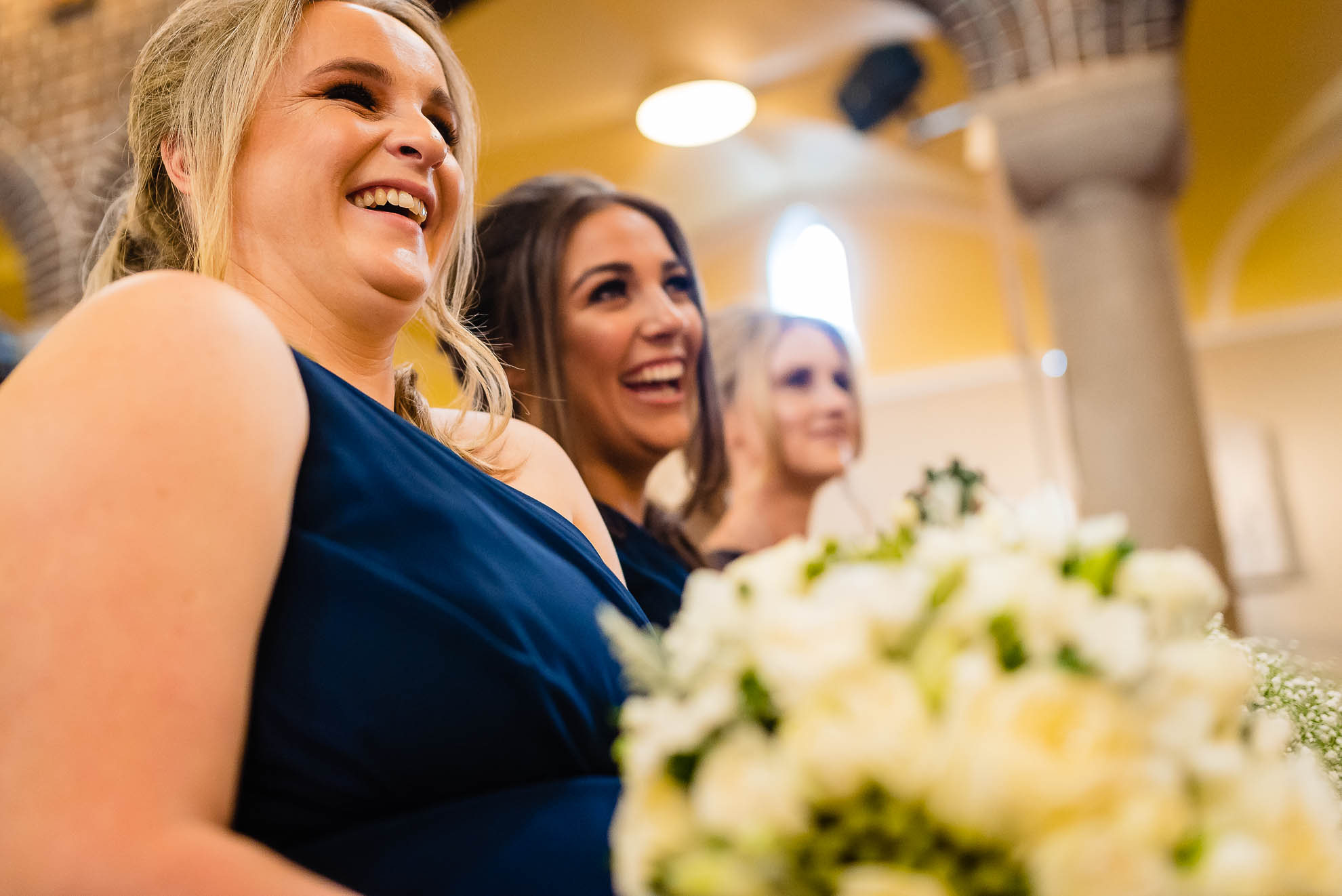 Bridesmaids laughing