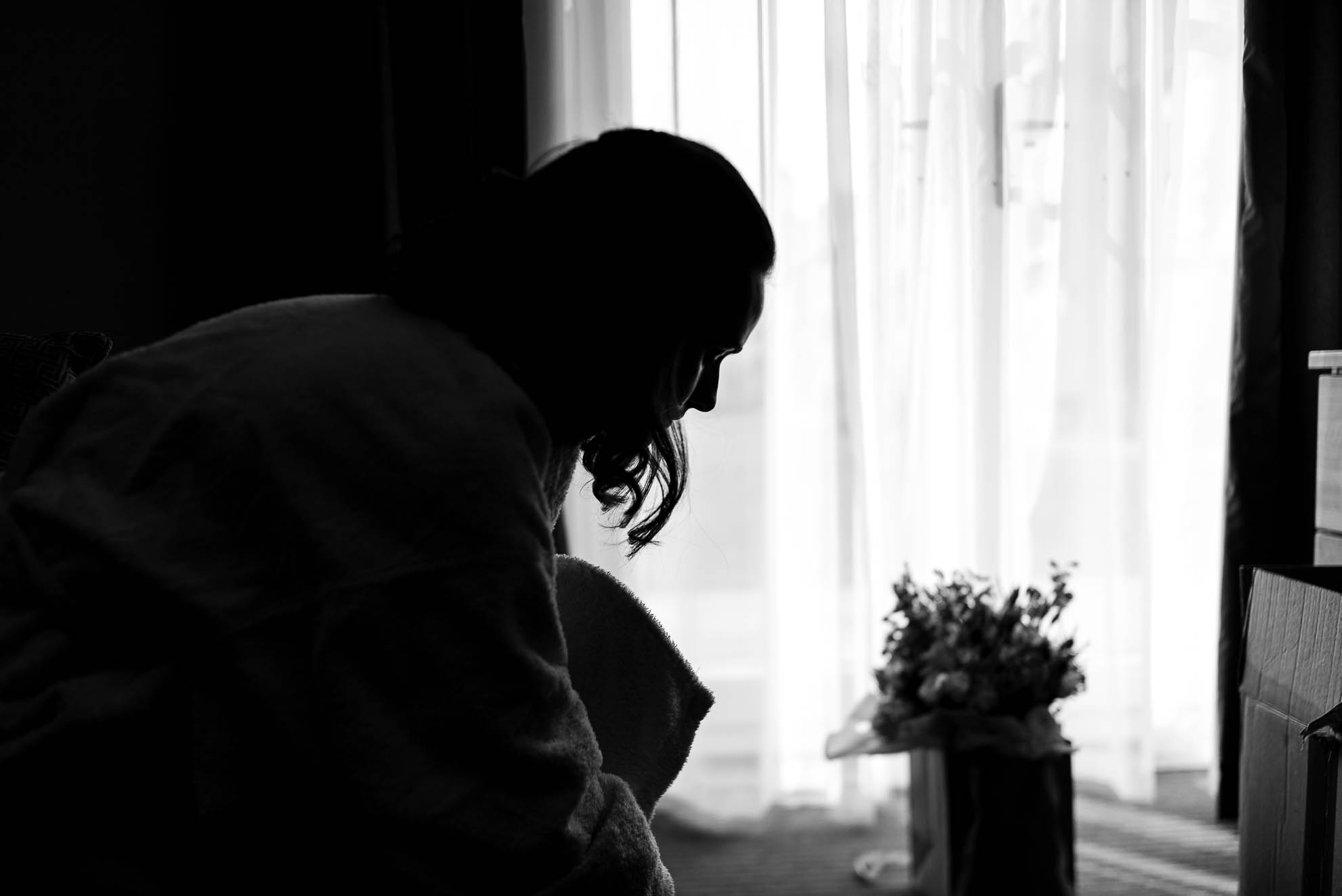 Silhouette of bride 