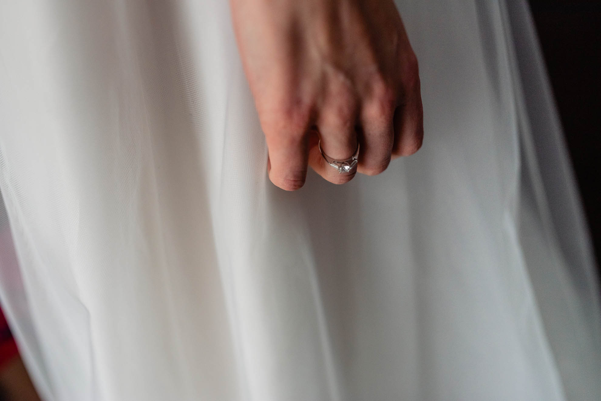 Close up of brides engagement ring