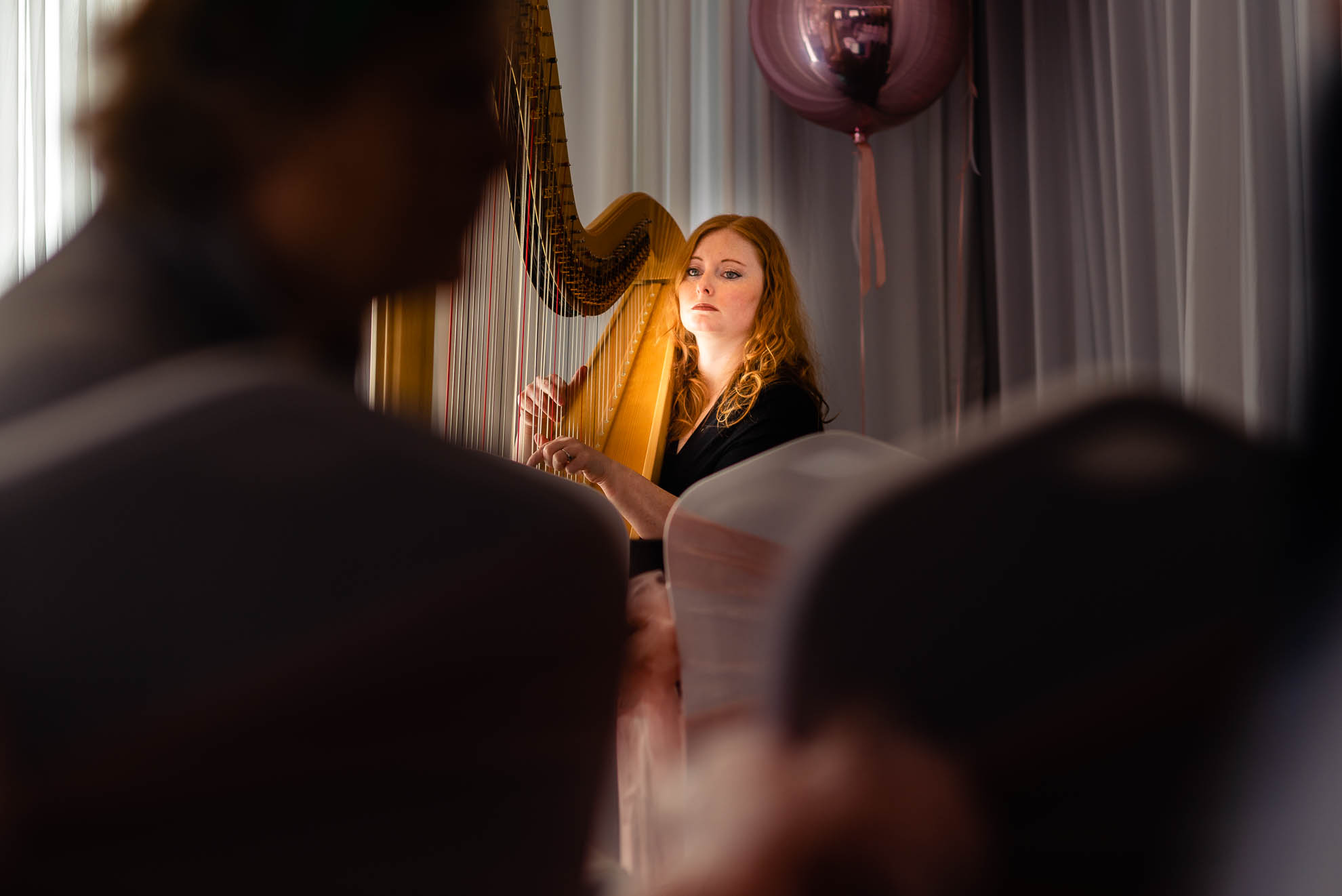 Harp player in ceremony room