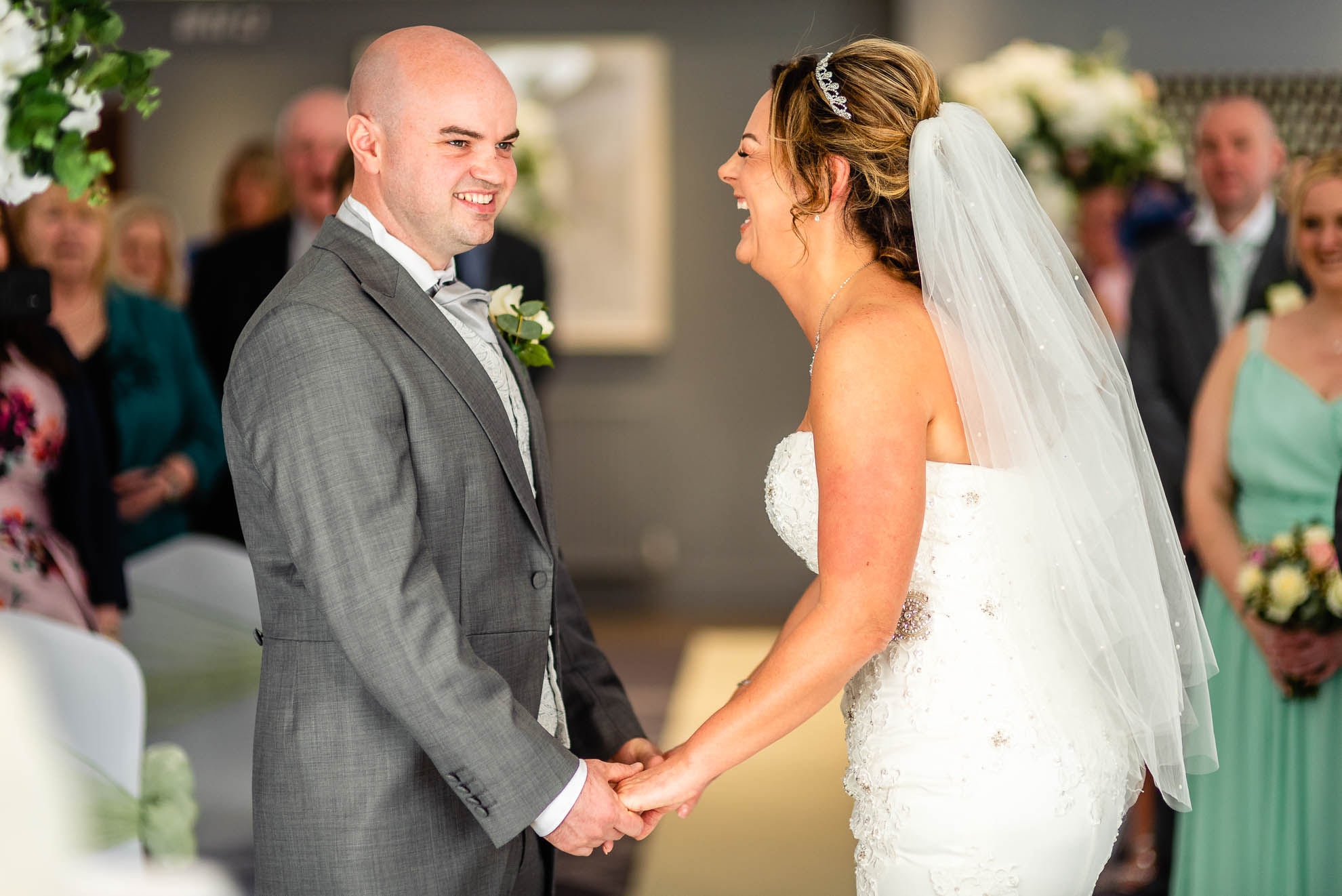Happy couple share a joke