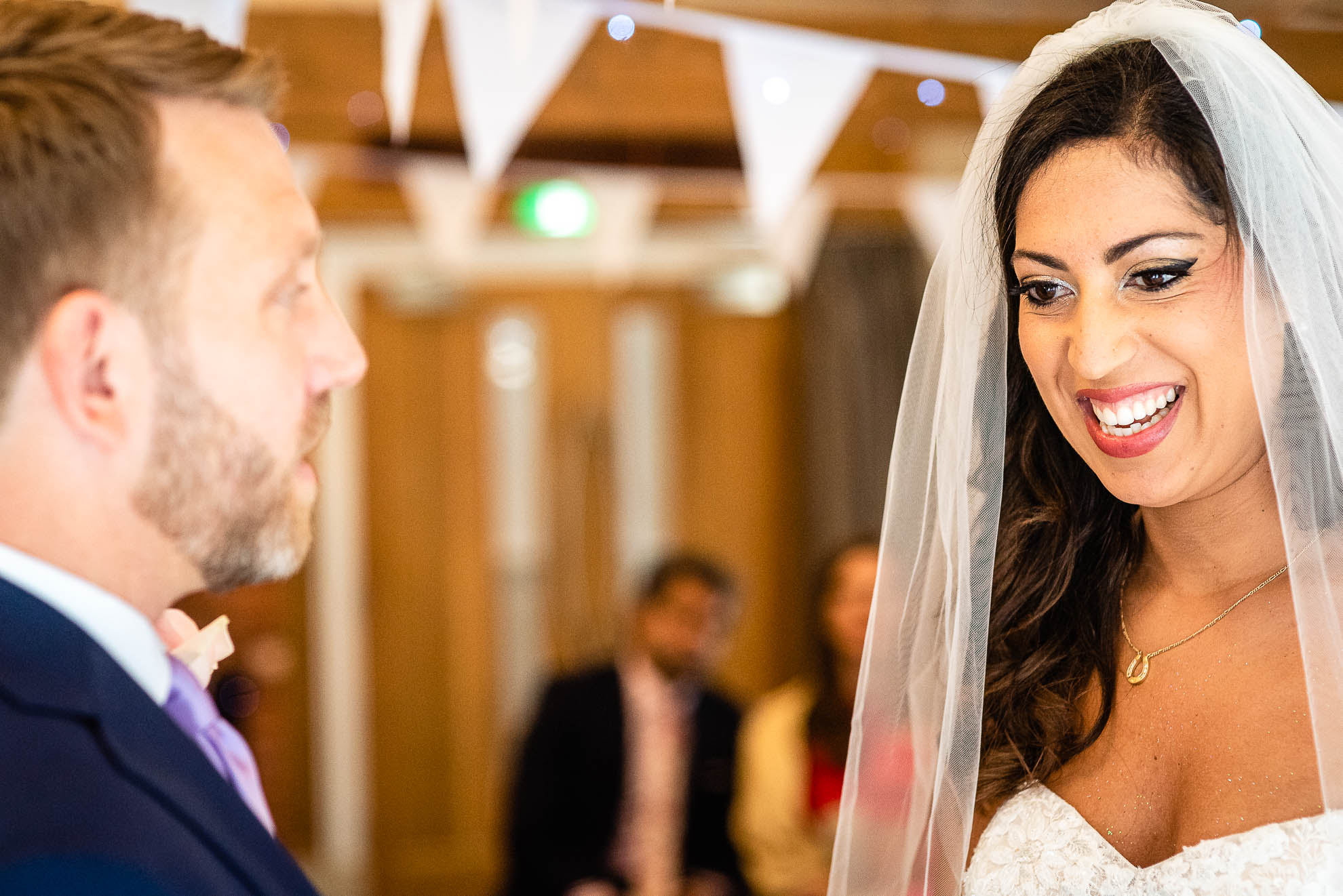 Bride laughing