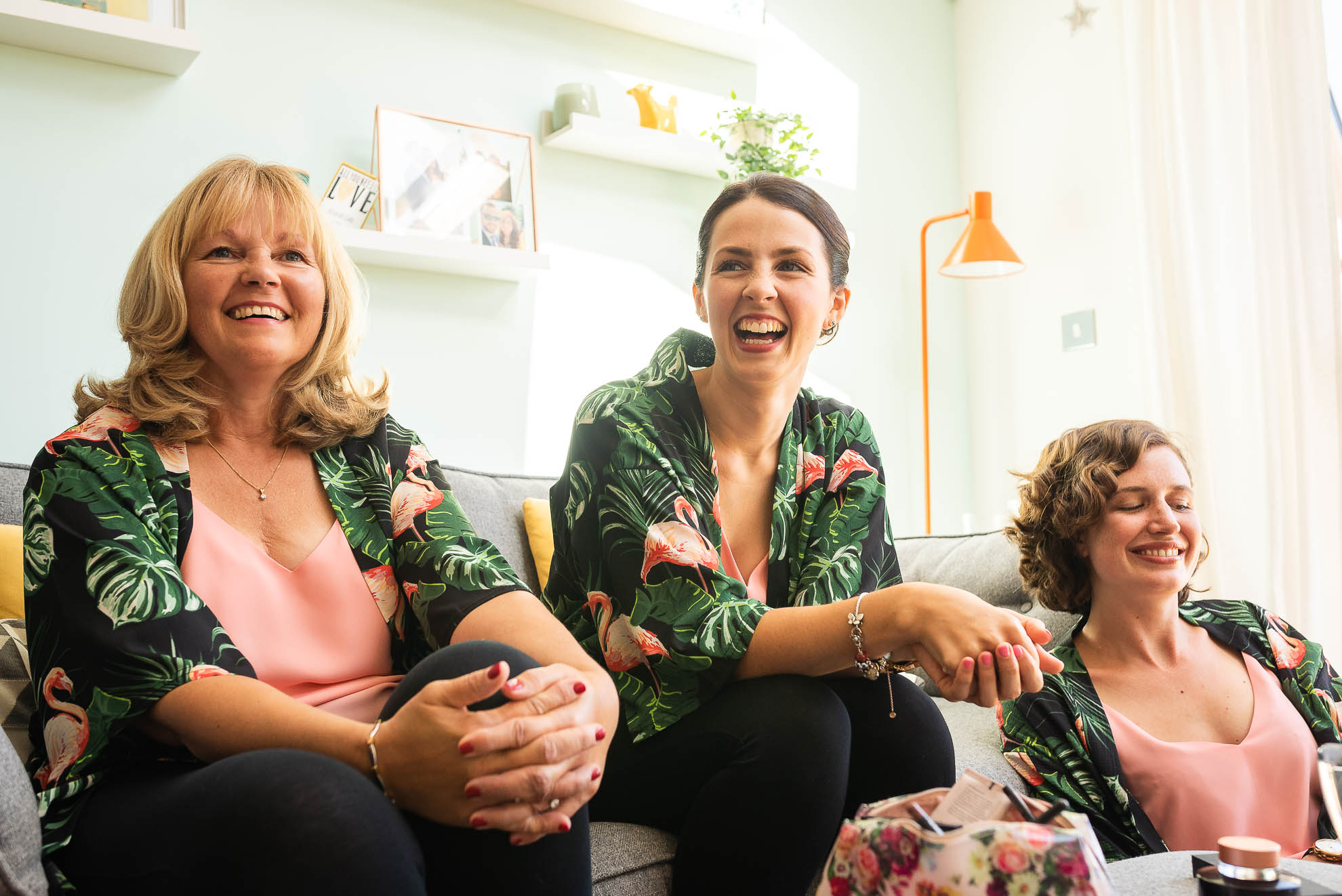 bridesmaids share a joke